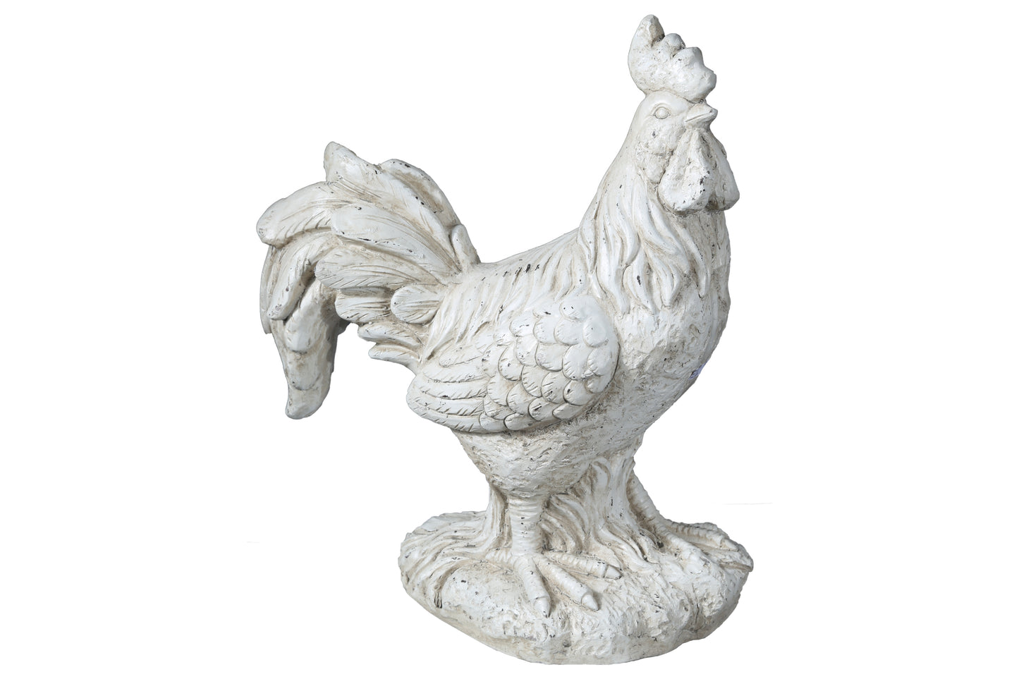 Fiberstone Standing Rooster Figurine Distressed Finish Cream-22.25"H