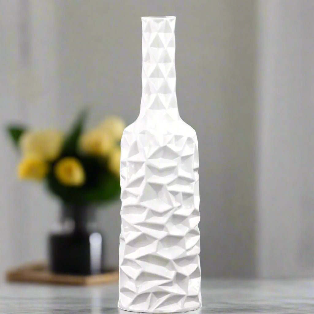 Rippled Ceramic Bottle Vase