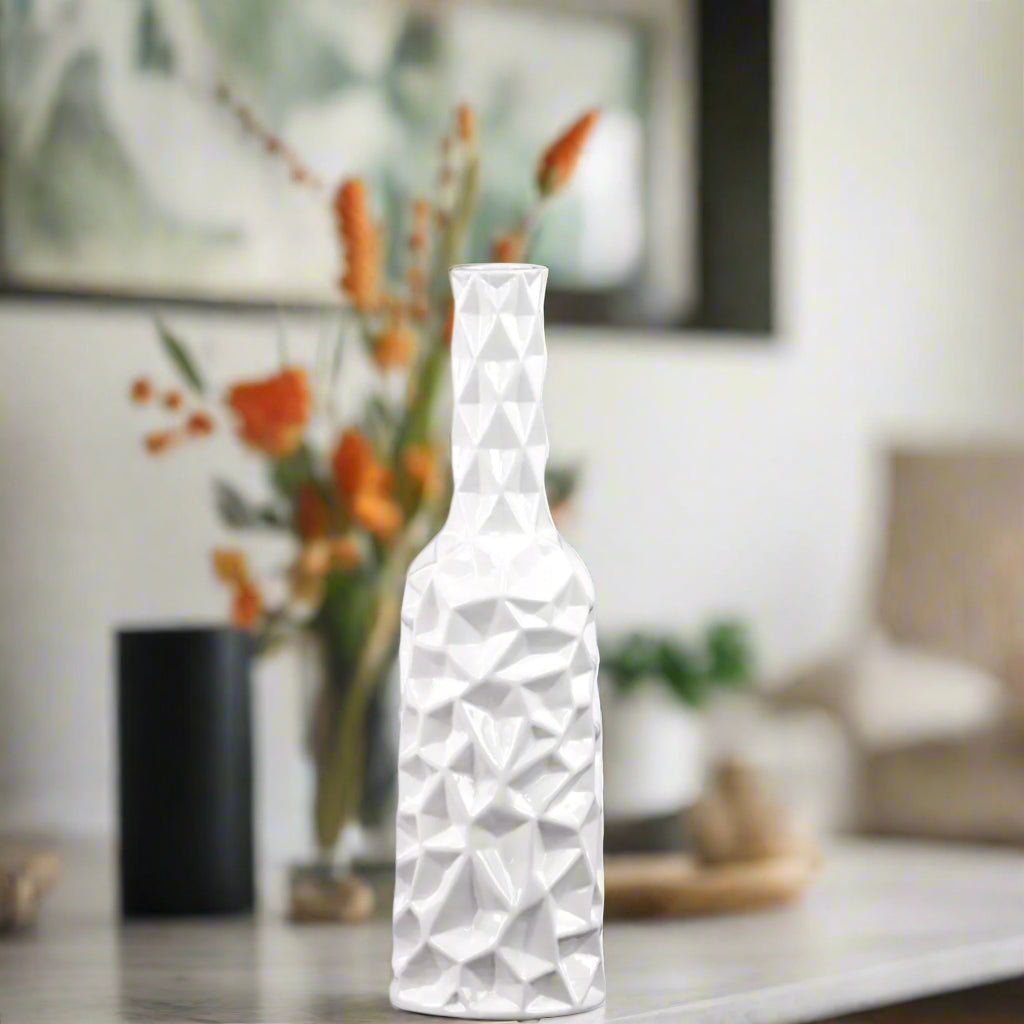 Rippled Ceramic Bottle Vase