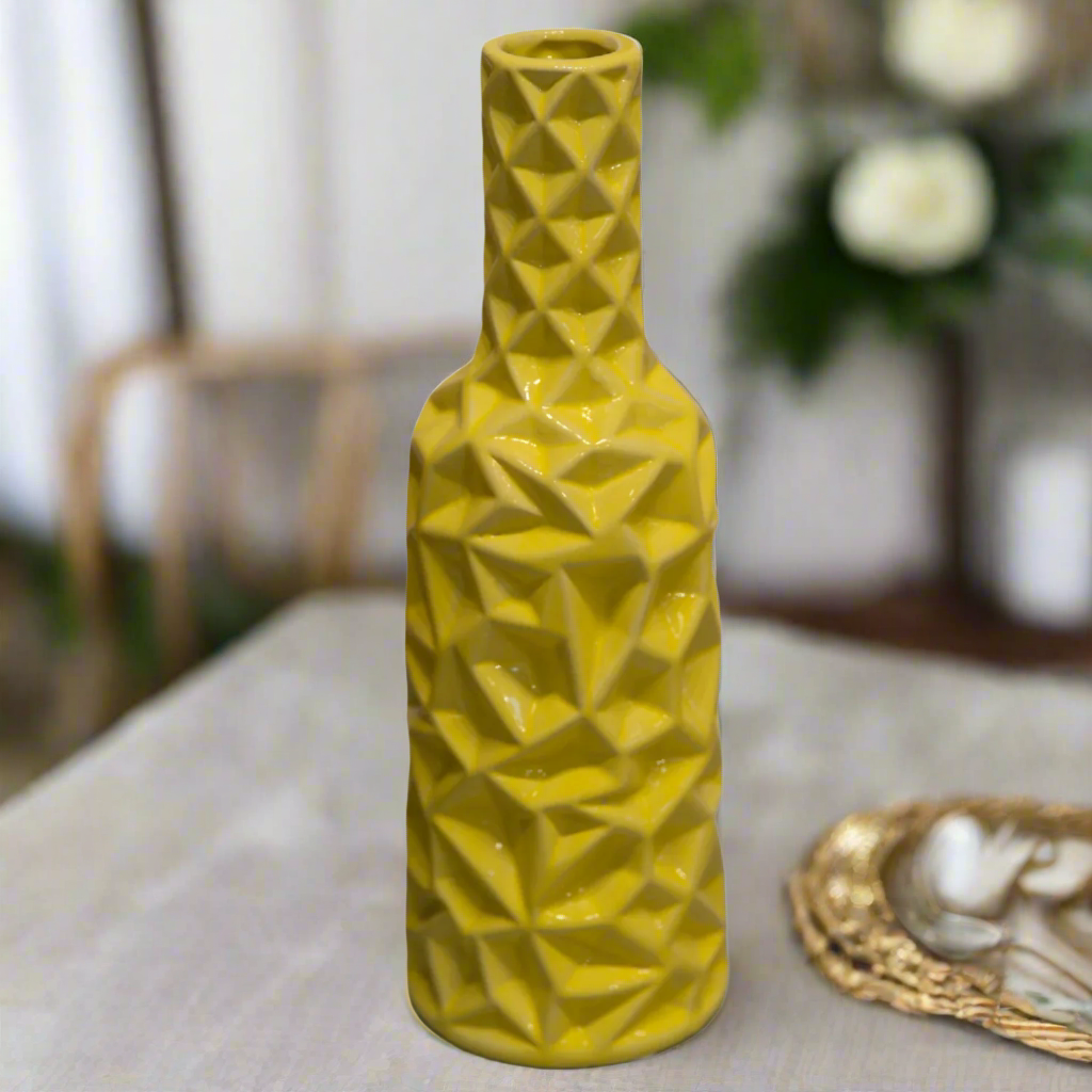 Rippled Ceramic Bottle Vase