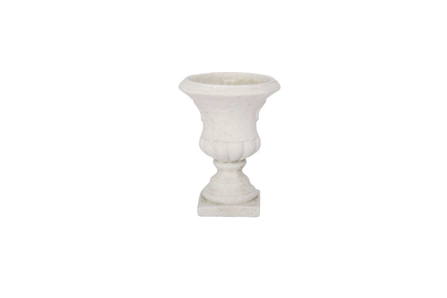 Cement Classic Urn Vase LG Antique White Wash Finish