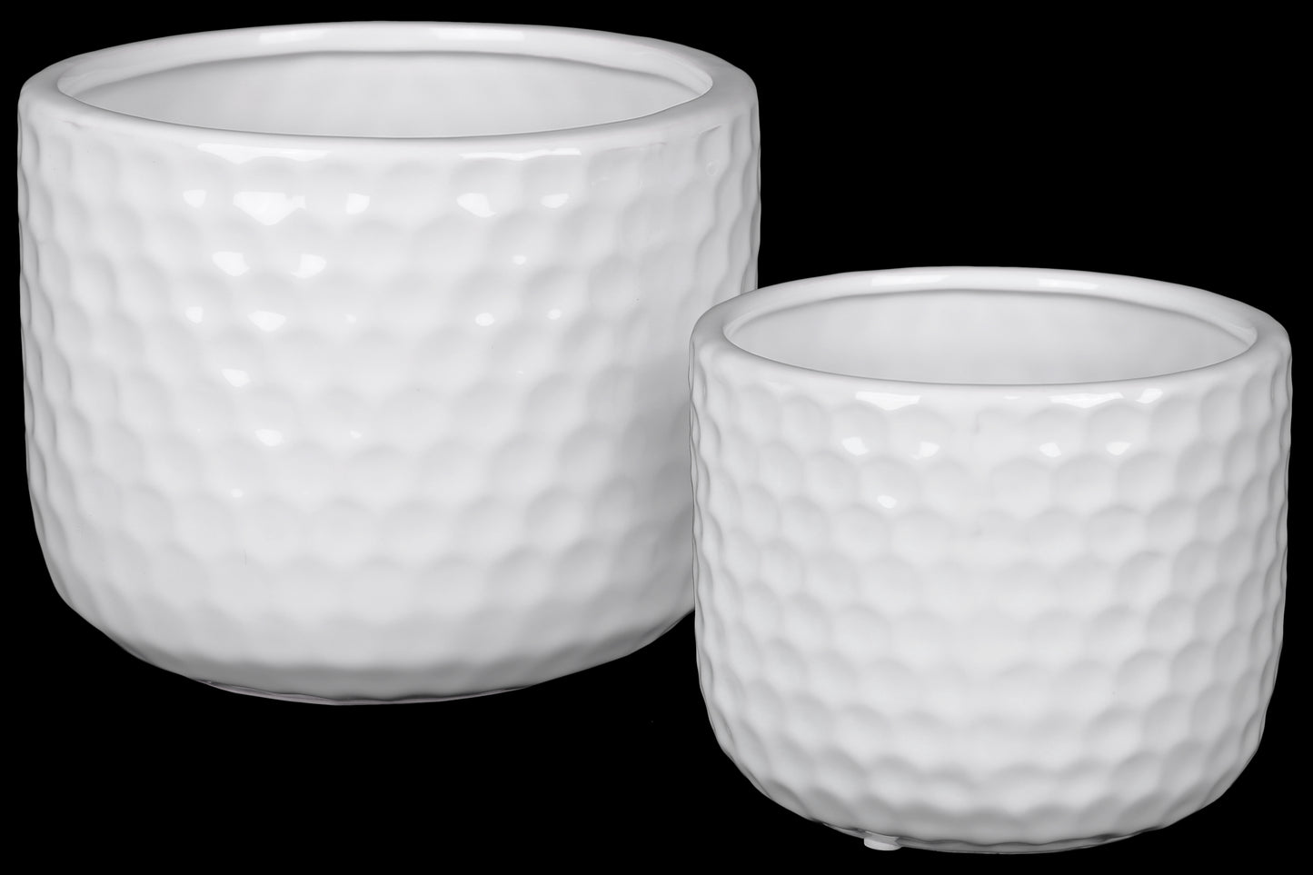 Ceramic Round Pot Gloss Finish White-5"H