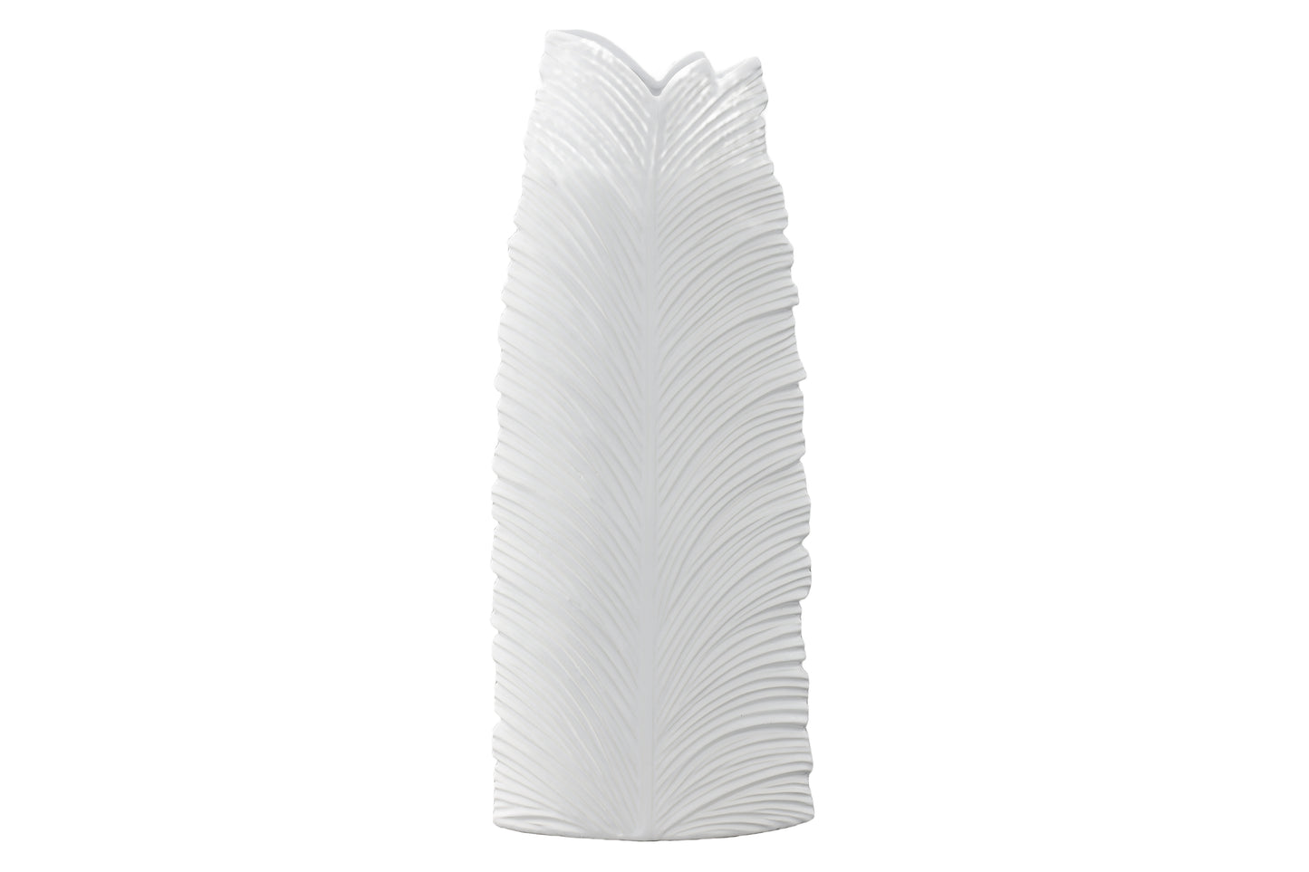 Ceramic Tall Oval Vase Matte Finish White