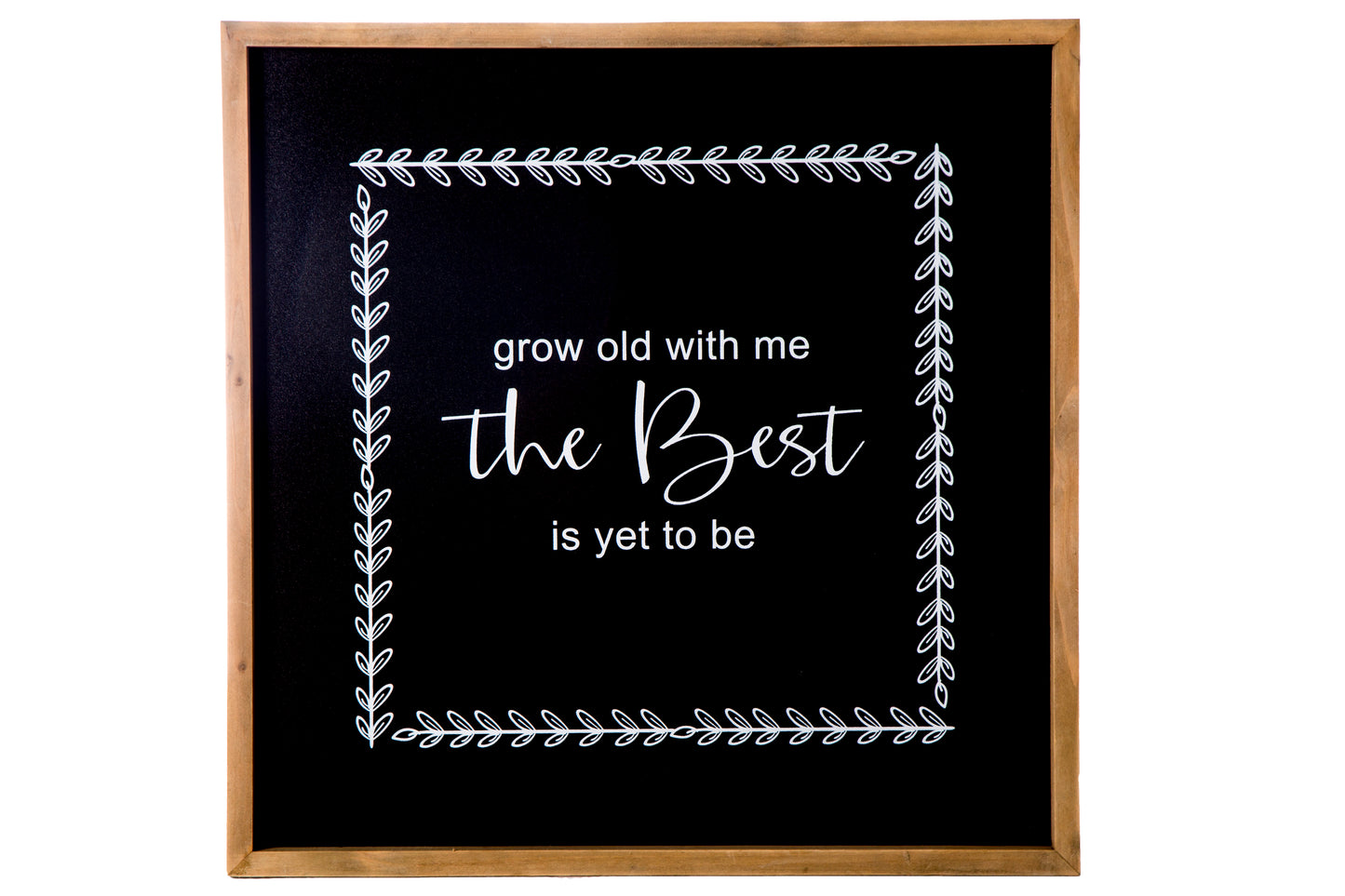 Wood Square Wall Art Painted Finish Black-19.25"H