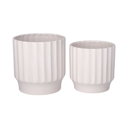 Ceramic Pot with Stand Set of Two Gloss