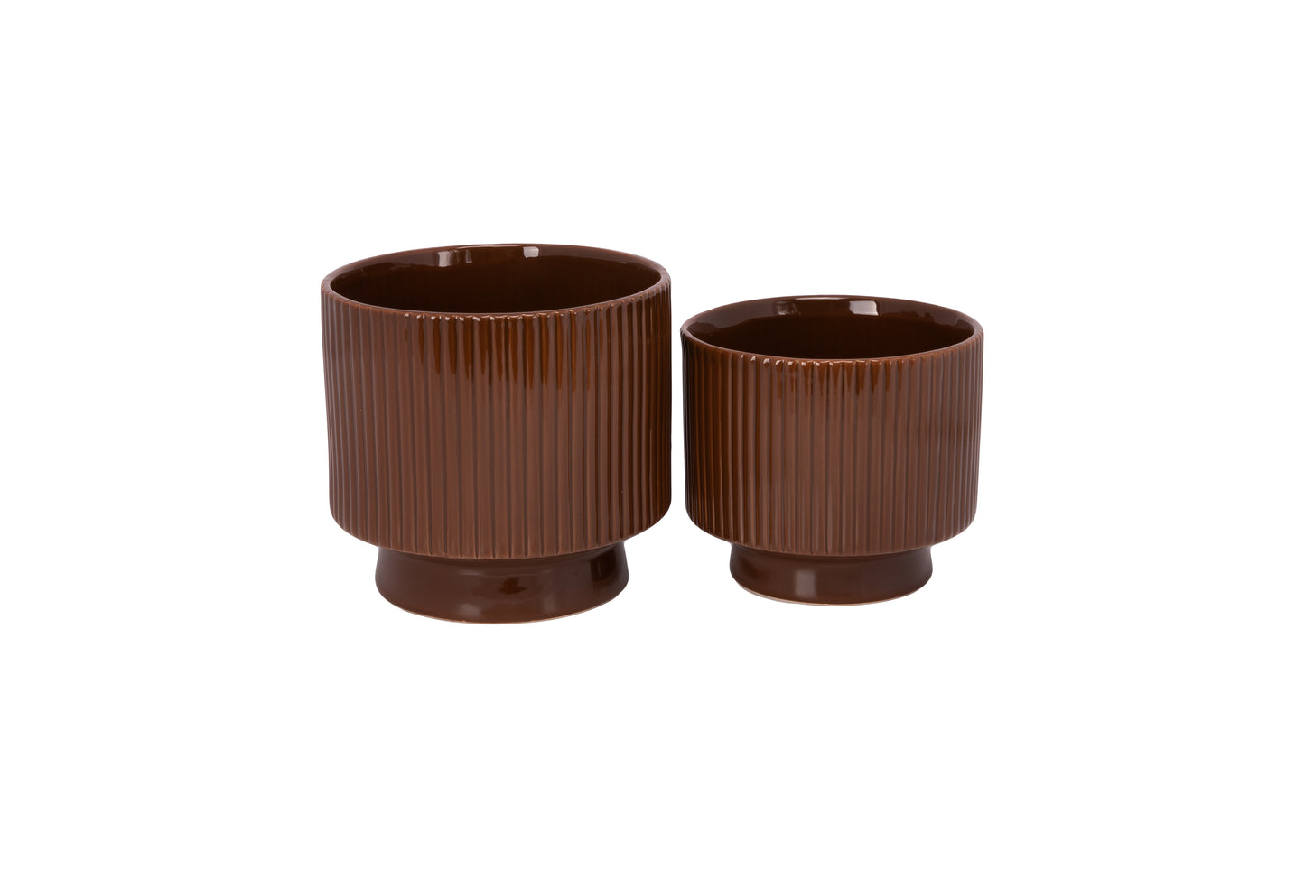 Ceramic Pot with Stand Set of Two Matte
