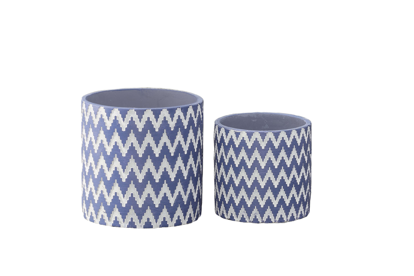 Cement Round Pot Painted Finish Blue-5.00"H -38