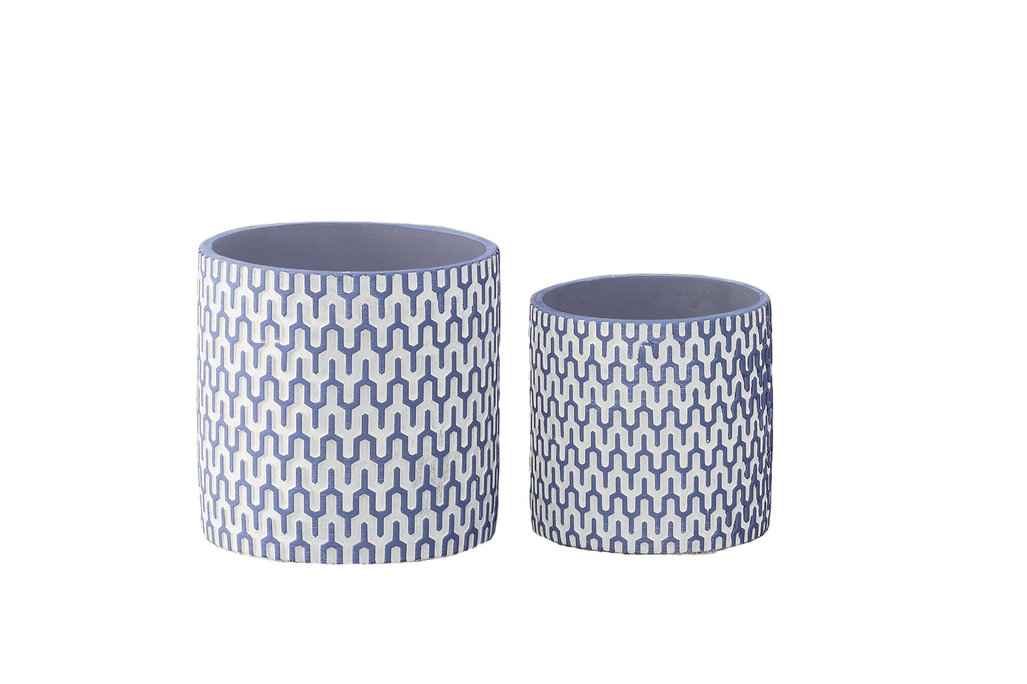 Cement Round Pot Painted Finish Blue-5.00"H -39