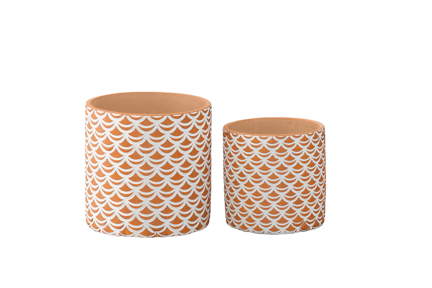 Cement Round Pot Painted Finish Orange-5.00"H