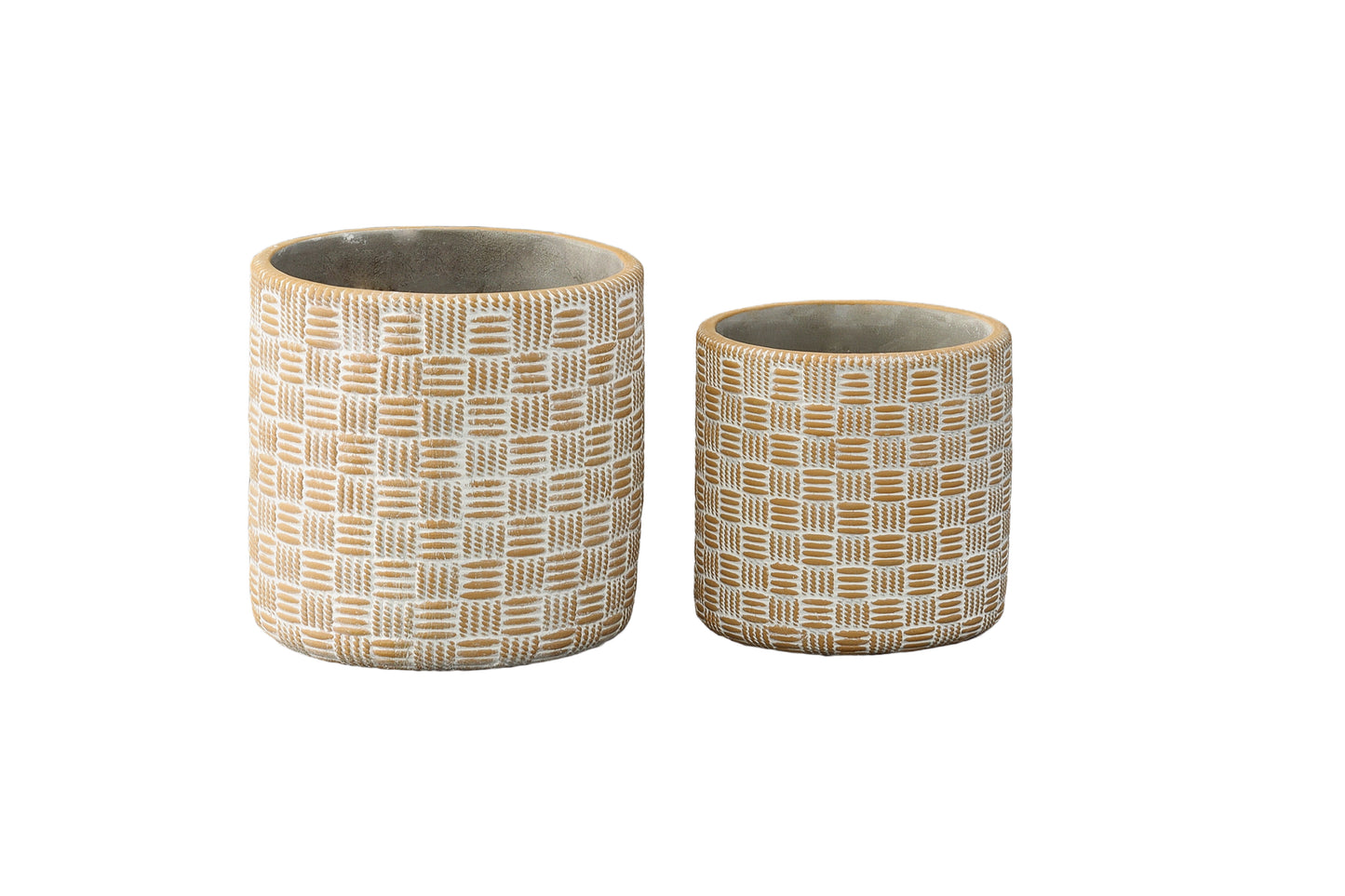 Cement Round Pot Painted Finish Amber Orange-5.00"H -35