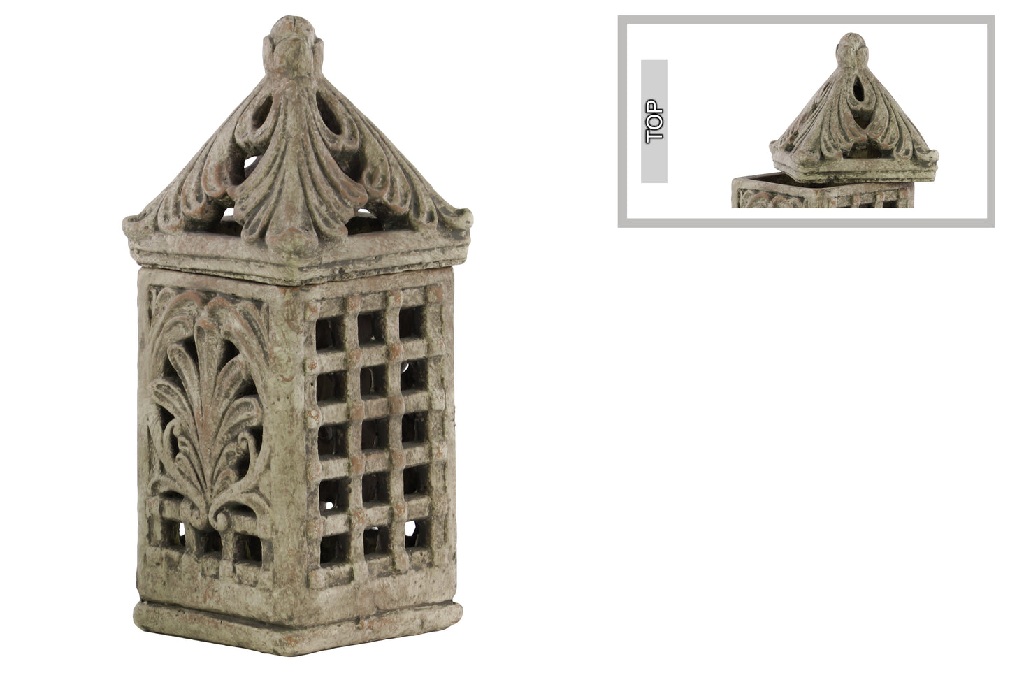 Terracotta Square Lantern Distressed Finish Gray