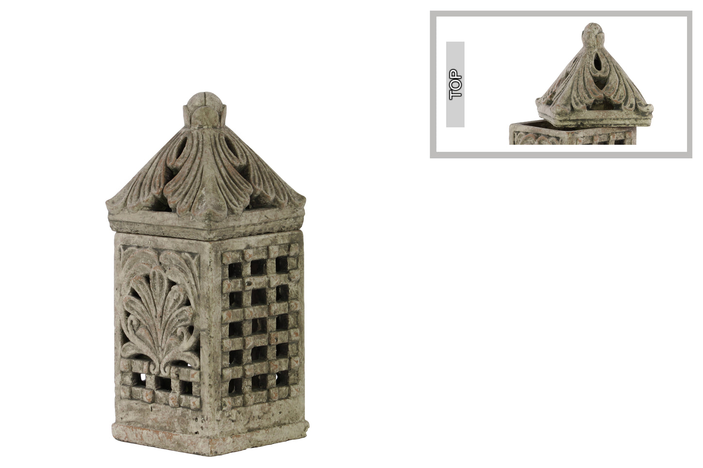 Terracotta Square Lantern Distressed Finish Gray