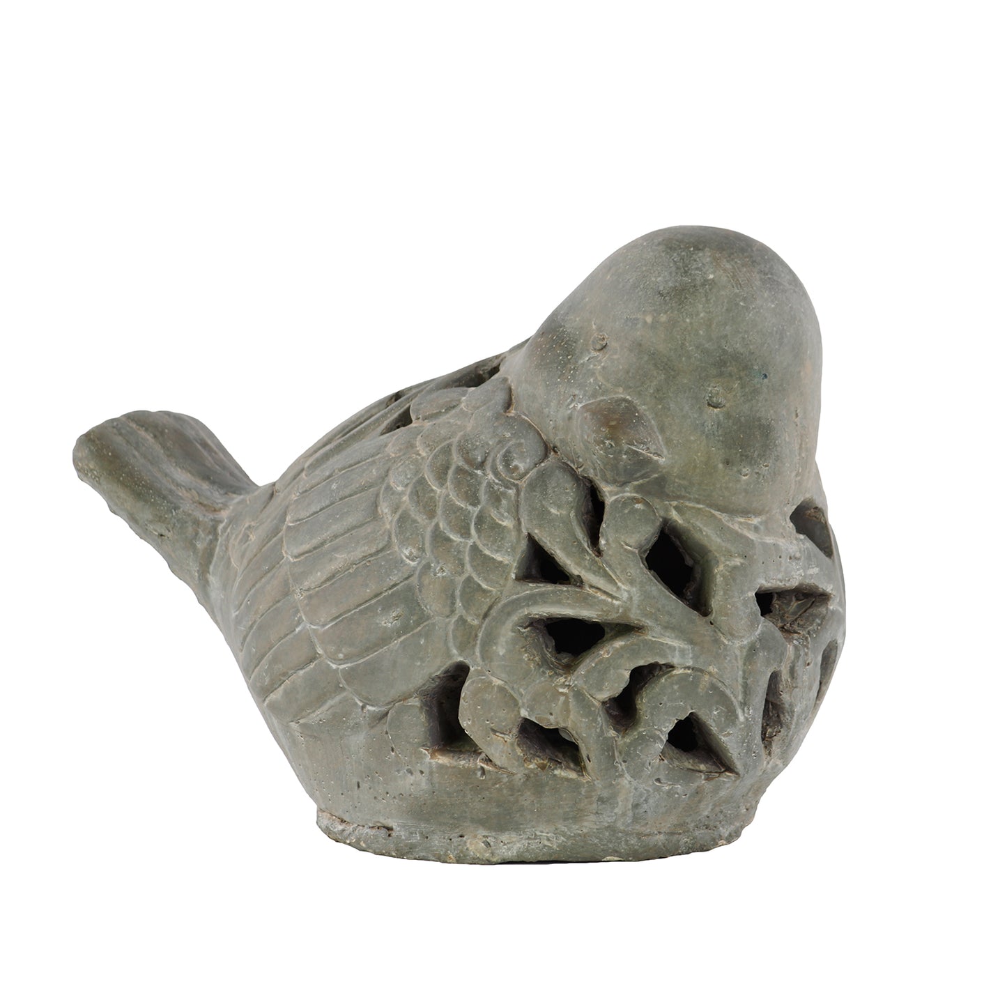 Kailani Terracotta Bird Figurine with Floral Cutout Design
