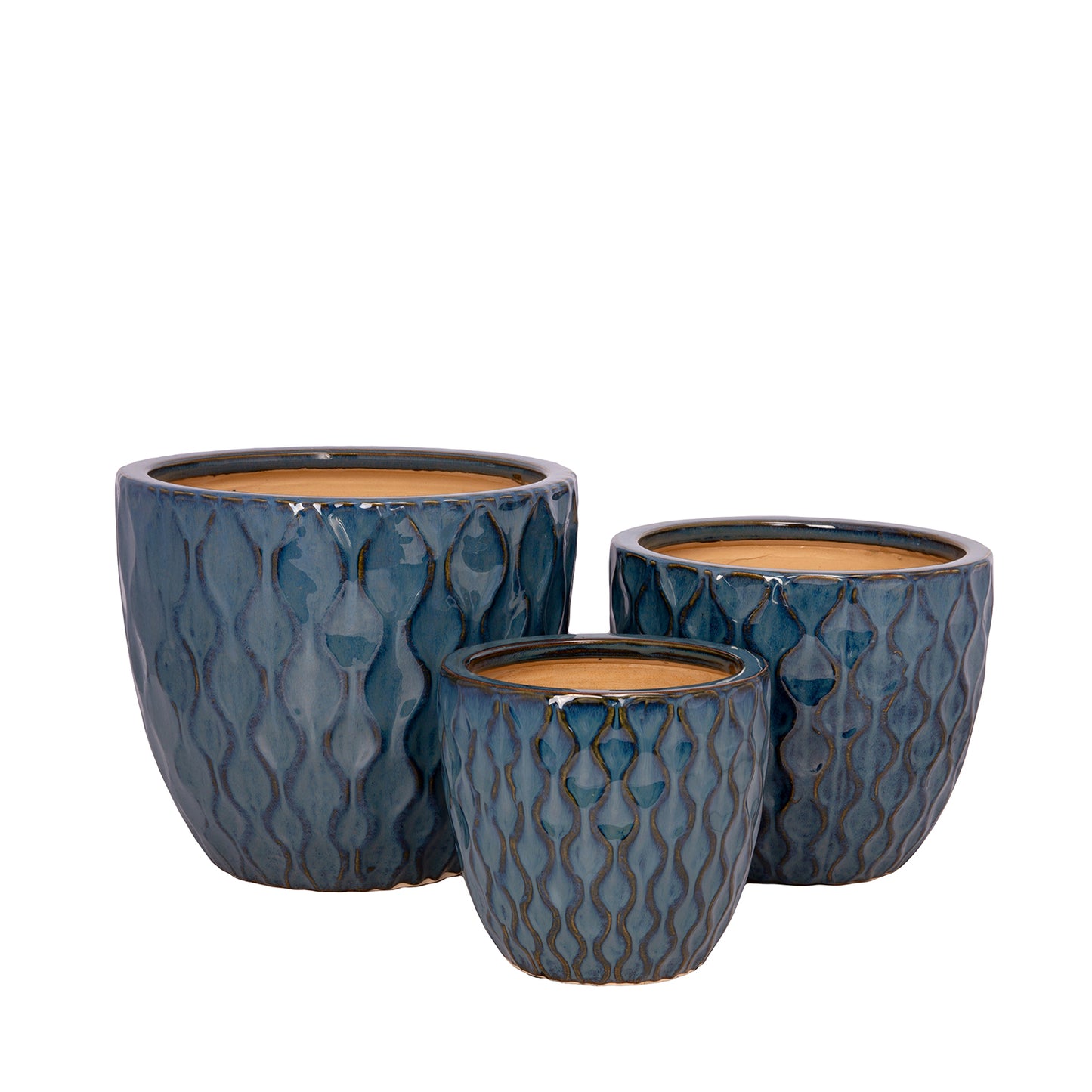 Zorina Blue Ceramic Planter Set (Set of 3)