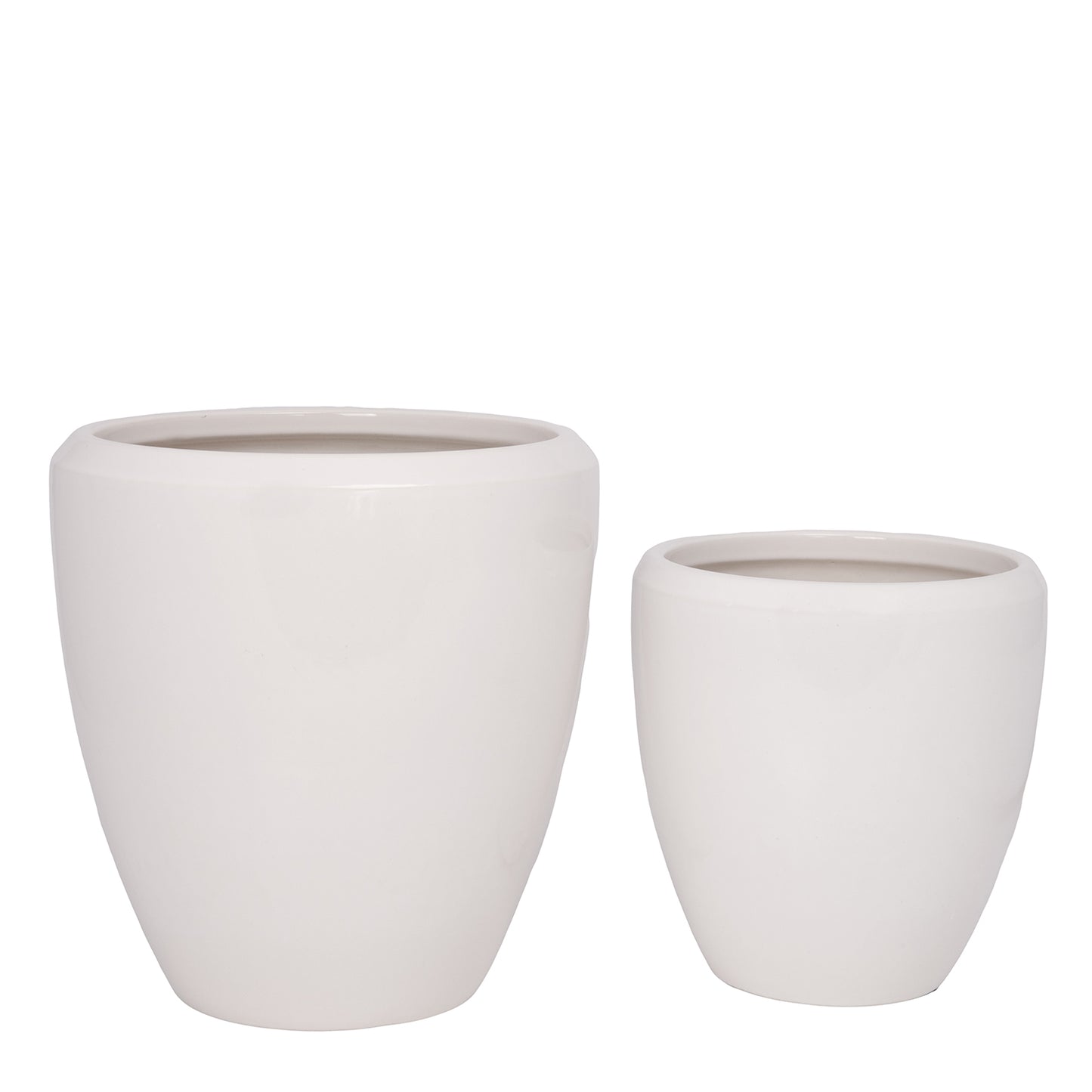 Zylar White Gloss Ceramic Planter Set (Set of 2)