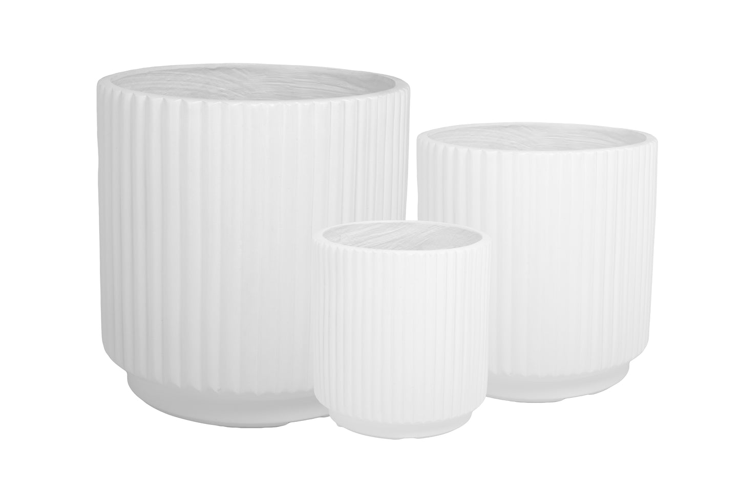 Fiberclay Line Design Planters Set of Three White