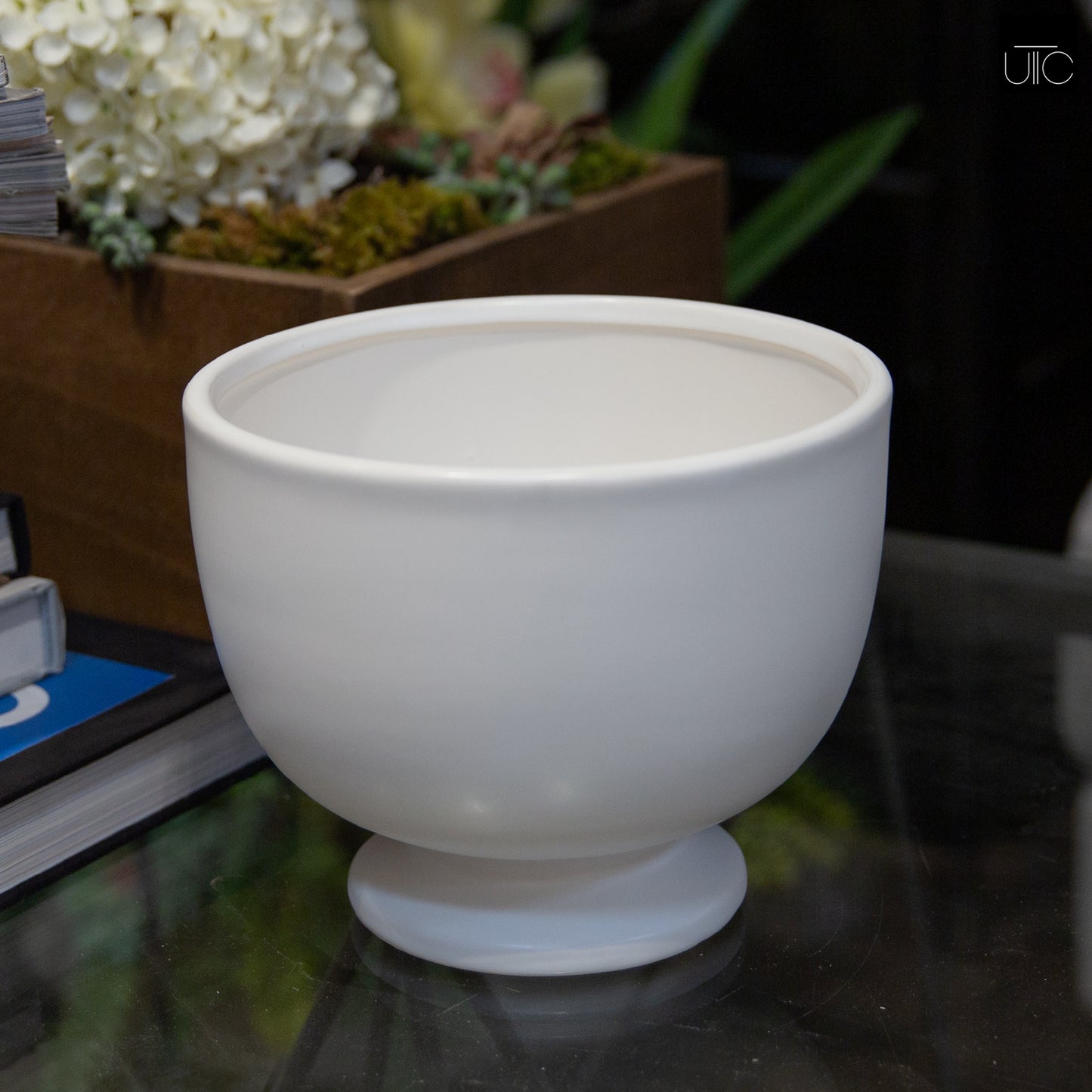 Kerry Ceramic White Pedestal Planter