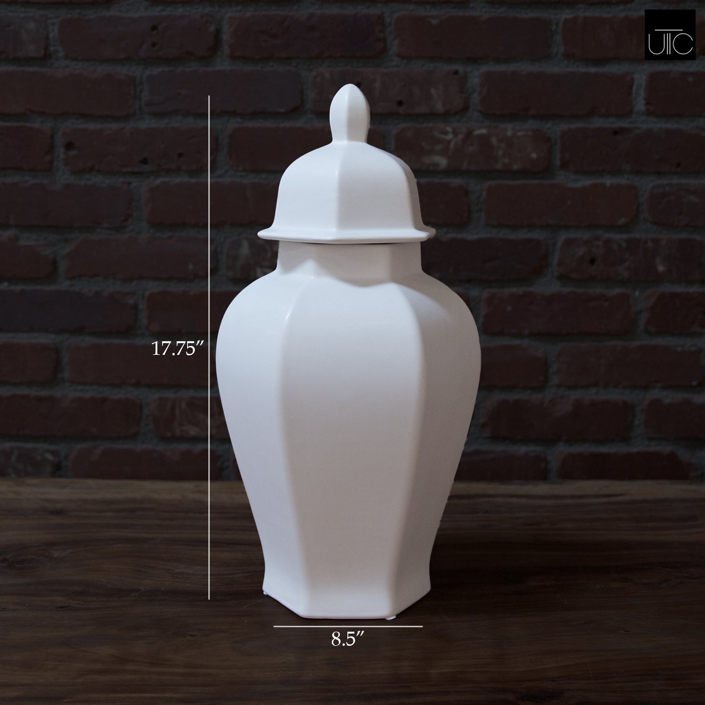 Rouve Hexagon Ceramic Temple Jar with Gloss Finish