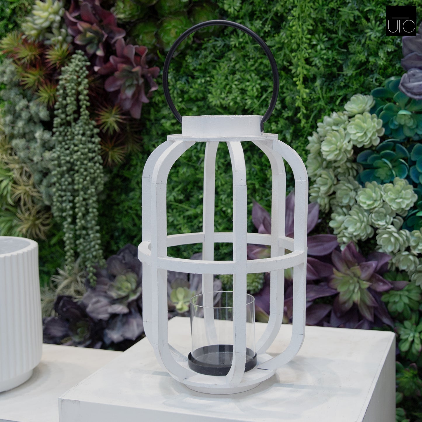 Korin Round White Wood Lantern