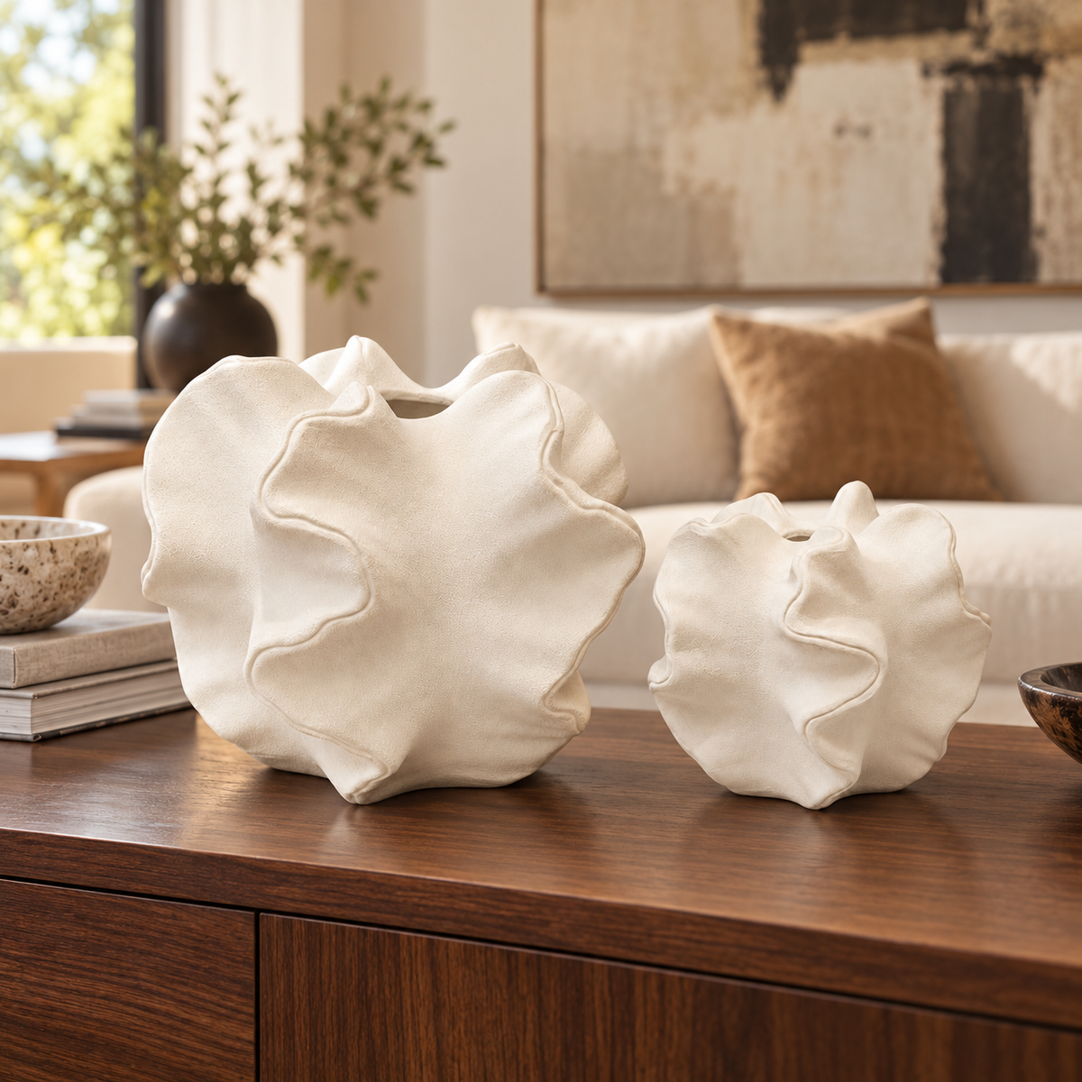 Freya Four-Lobe Sculptural Ceramic Vase