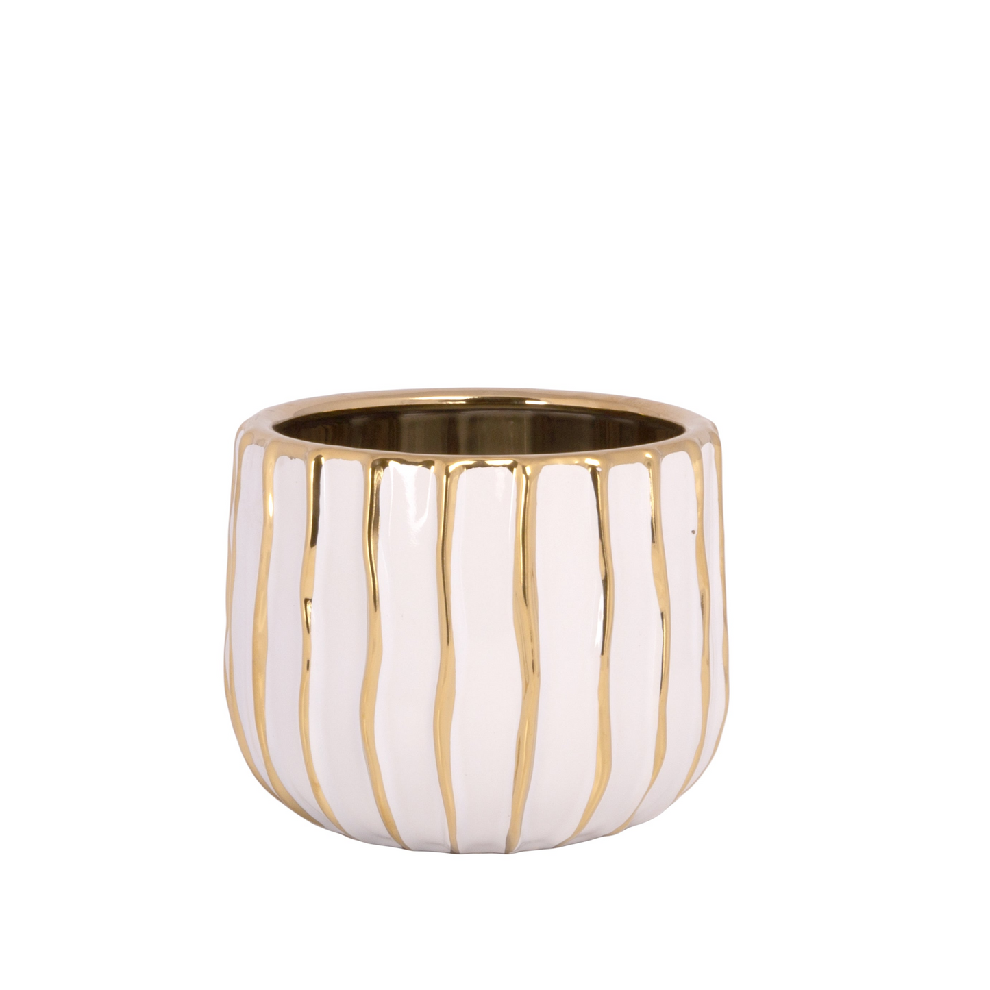 Lorcette Ceramic Striped Gold Planter