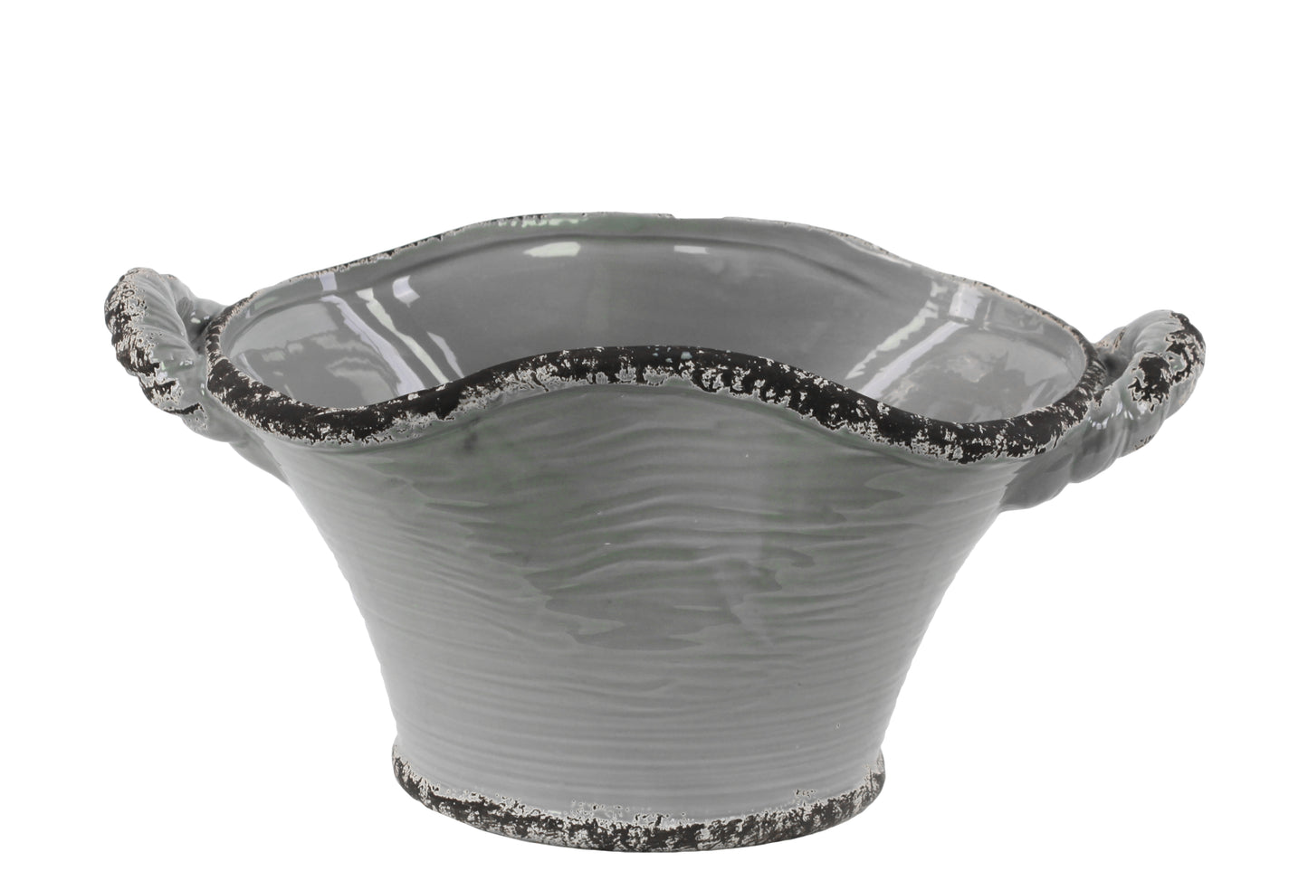 Ceramic Pot Gloss Finish Gray 6"H