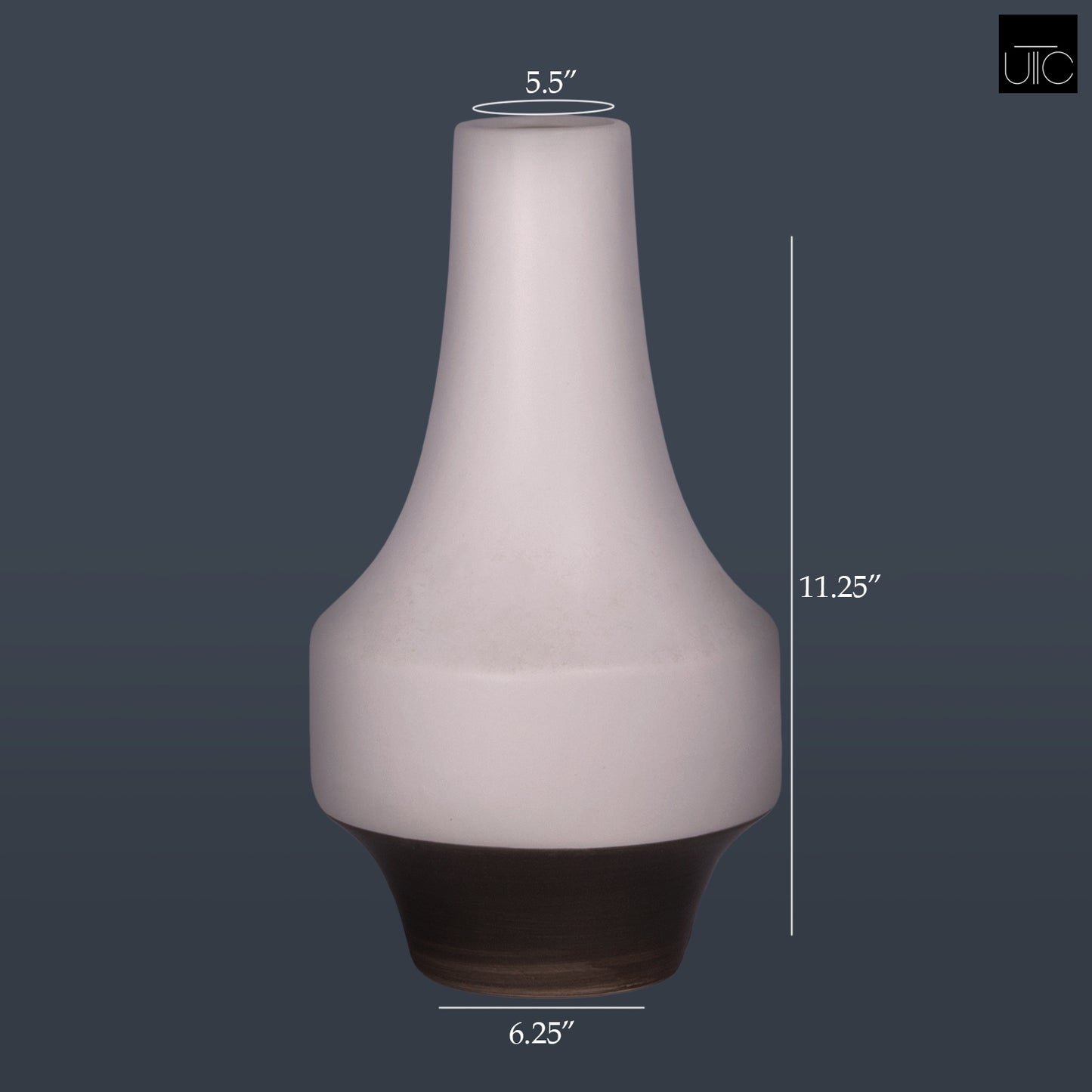 Ceramic Round Vase Matte Finish White-11.25"H