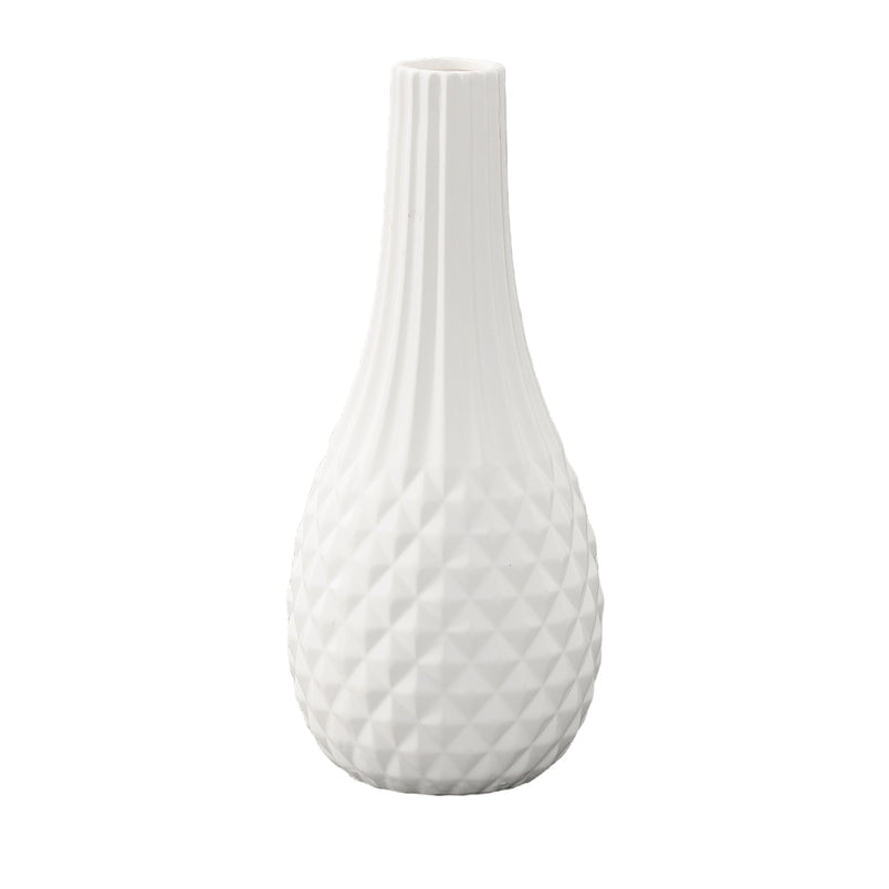 Katlynne Ceramic Engraved White Vases