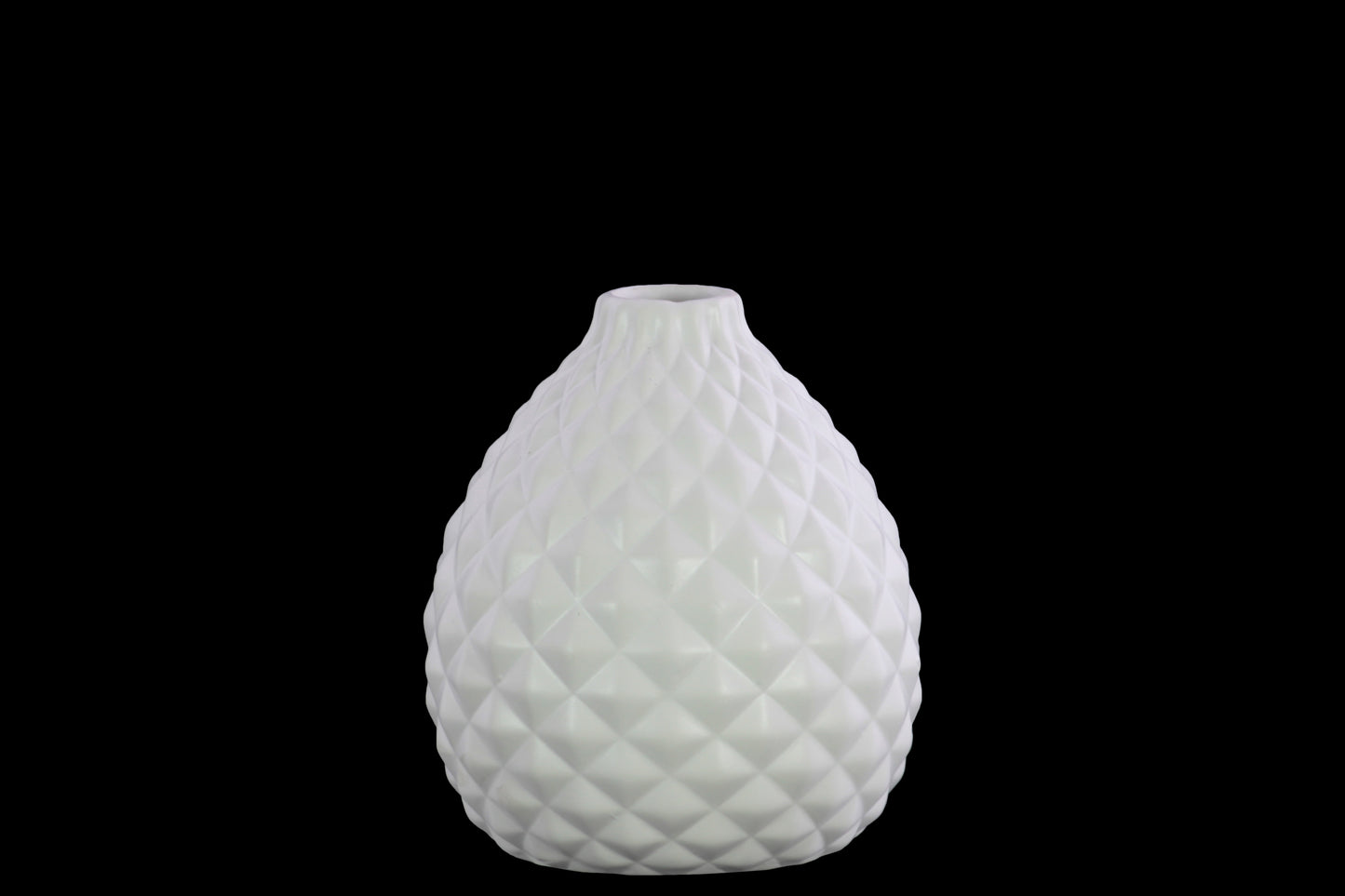 Ceramic Round Vase Matte Finish White-5.75"H