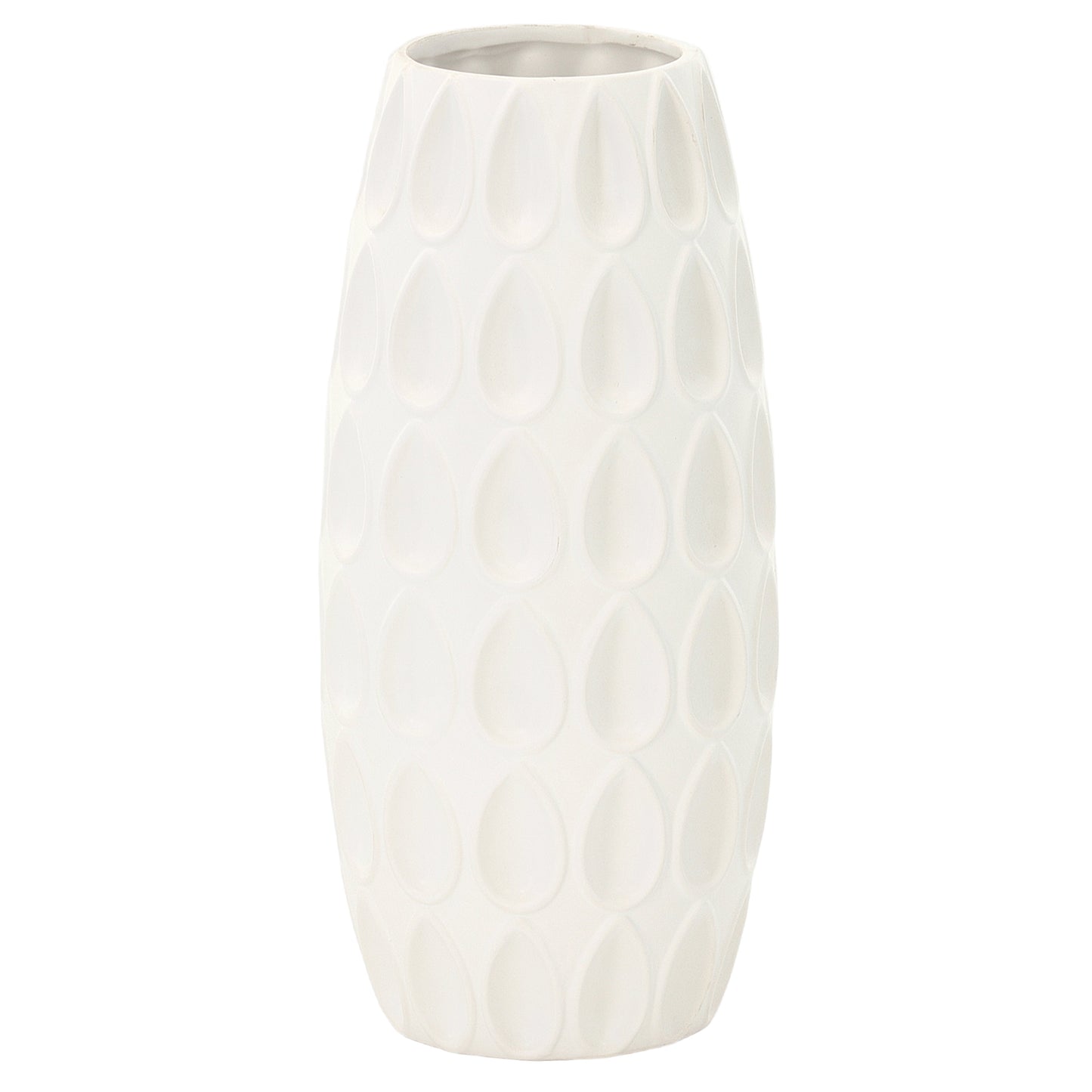 Selma Ceramic Round Vase with Debossed Water Drops Design