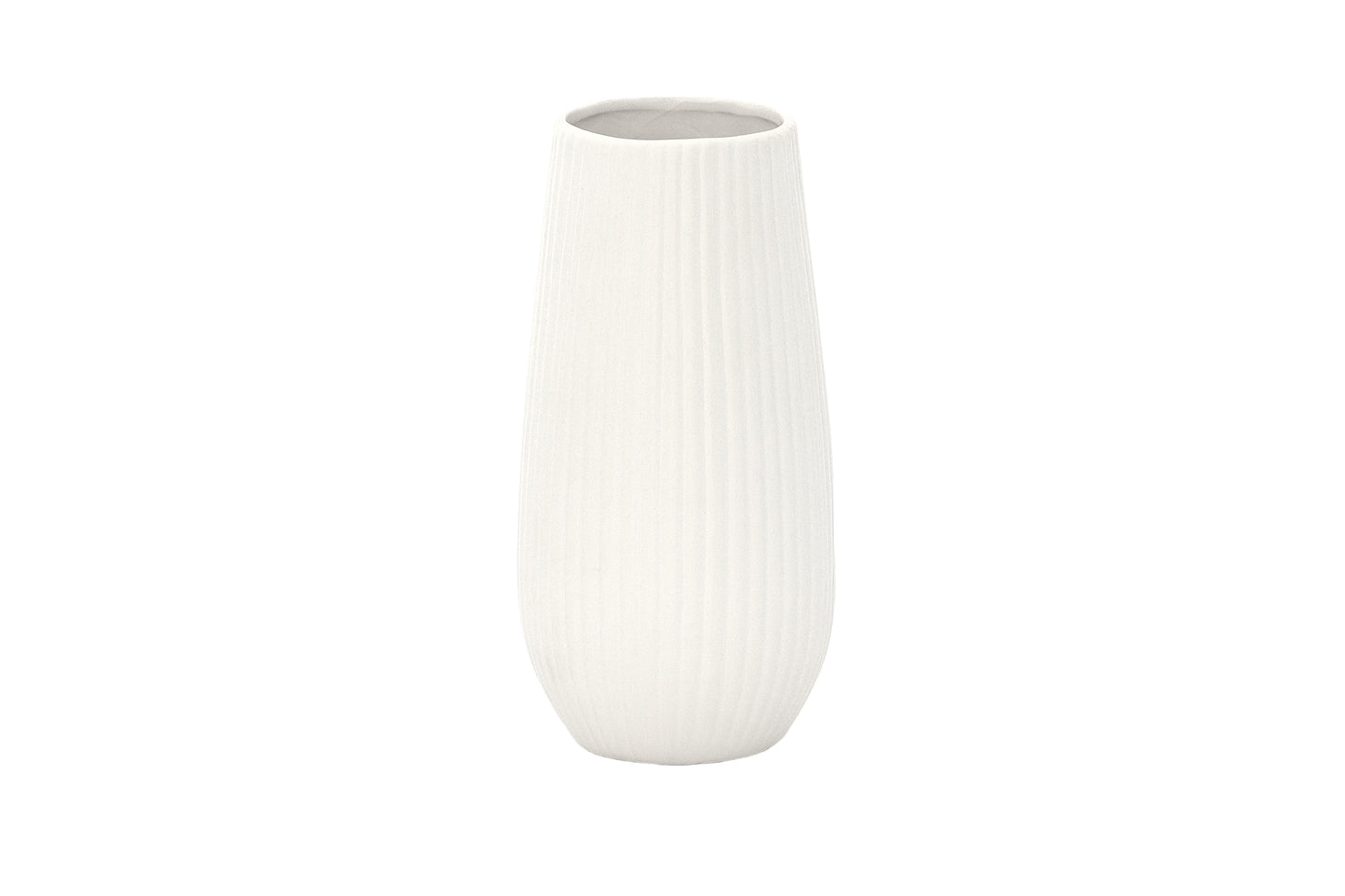 Ceramic Round Cylinder Vase Matte Finish White-10.00"H -114