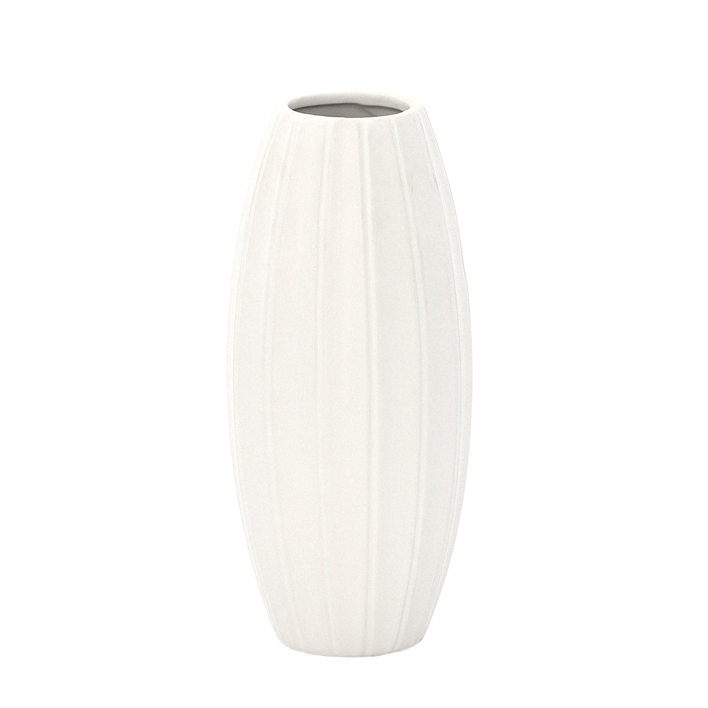 Ceramic Round Cylinder Vase Matte Finish White-10.25"H -116