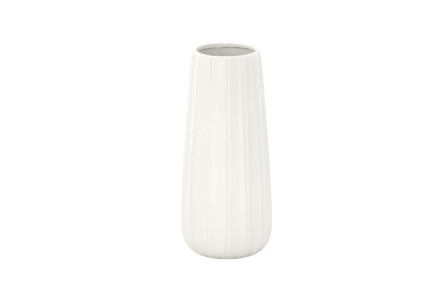 Ceramic Round Cylinder Vase Matte Finish White-10.00"H -115