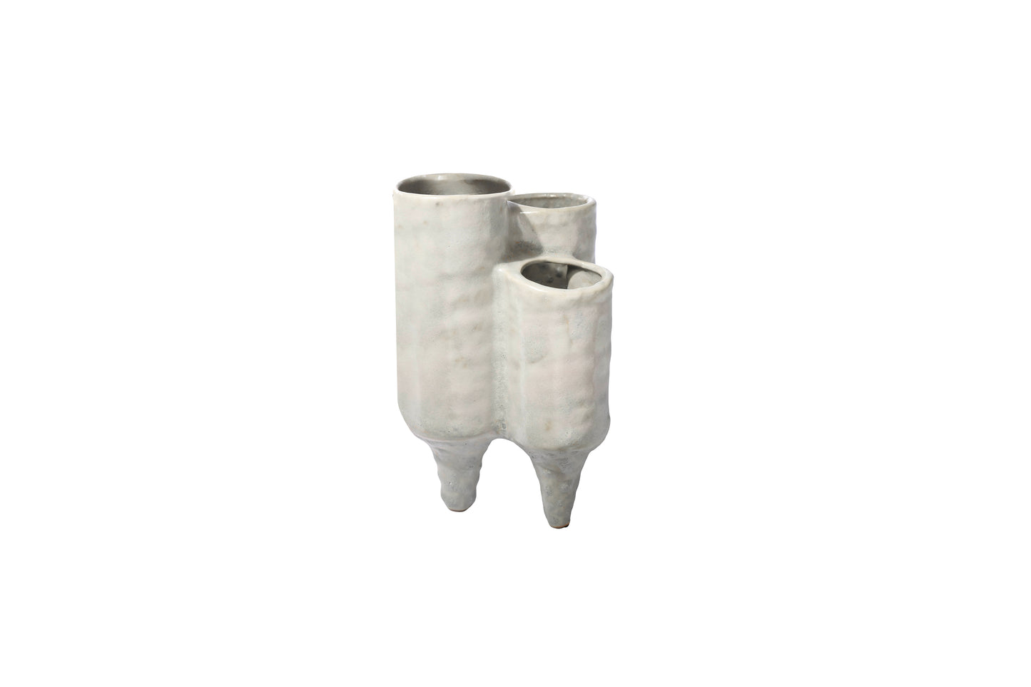 Ceramic Cluster Organic Vases Distressed Finish Ivory-7.75"H
