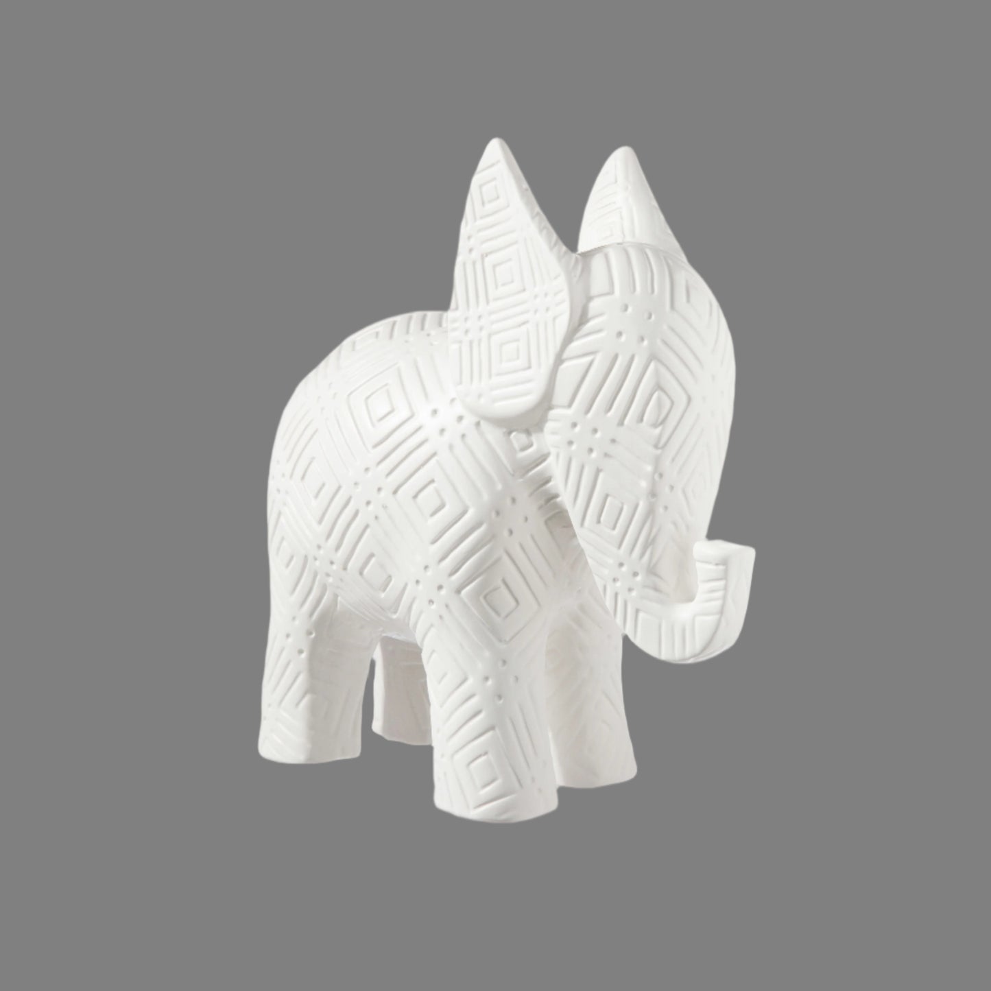 Ceramic Standing Elephant Figurine Matte Finish White