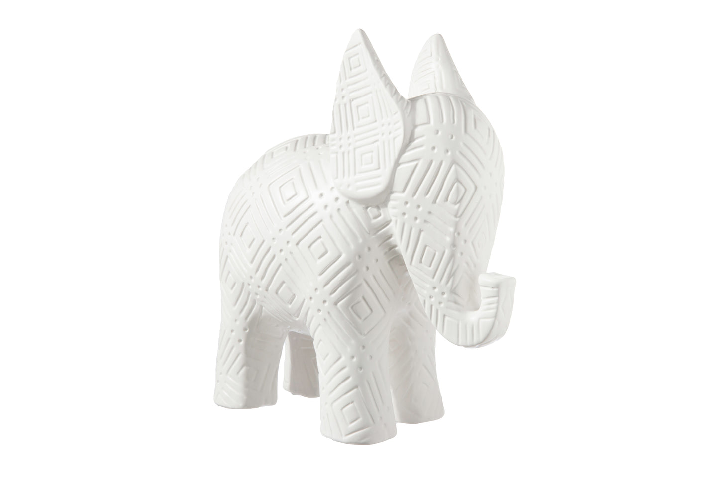 Ceramic Standing Elephant Figurine Matte Finish White