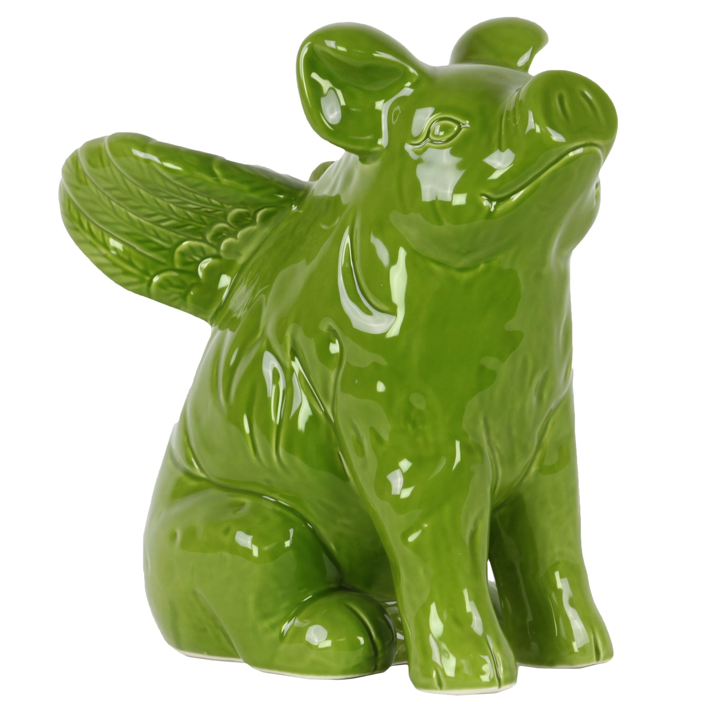 Crystal Ceramic Sitting Winged Pig Figurine
