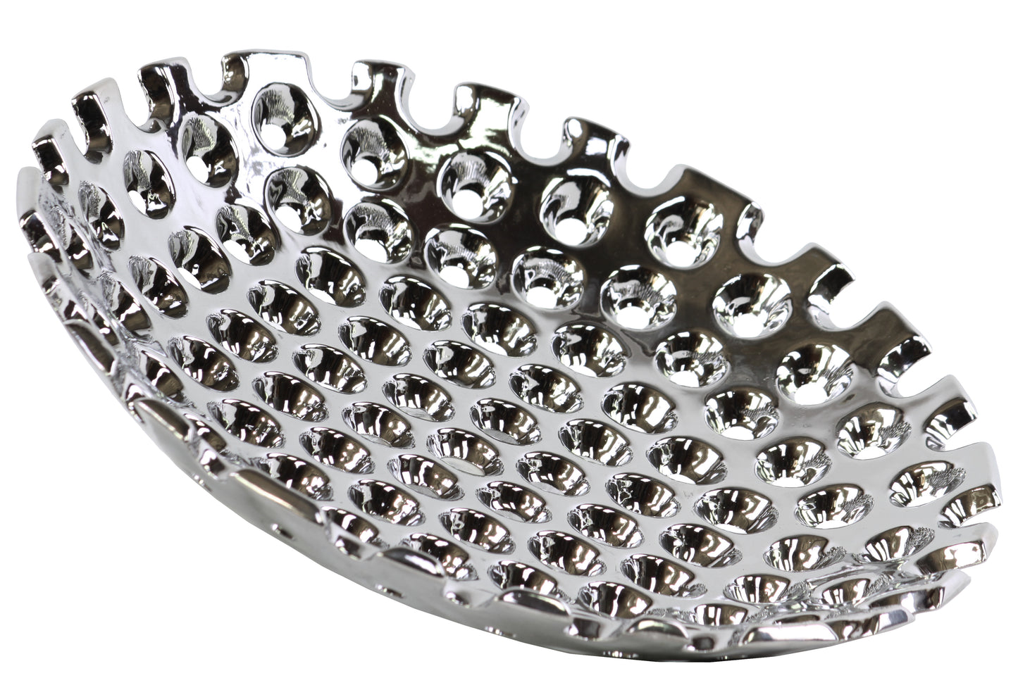 Ceramic Tray Polished Chrome Finish Silver 2.5"H