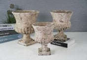 NEED IMAGE: Classical Cement Urn MD With Fluted Skirt and Moss-Mottled Stone Finish Antique Brown