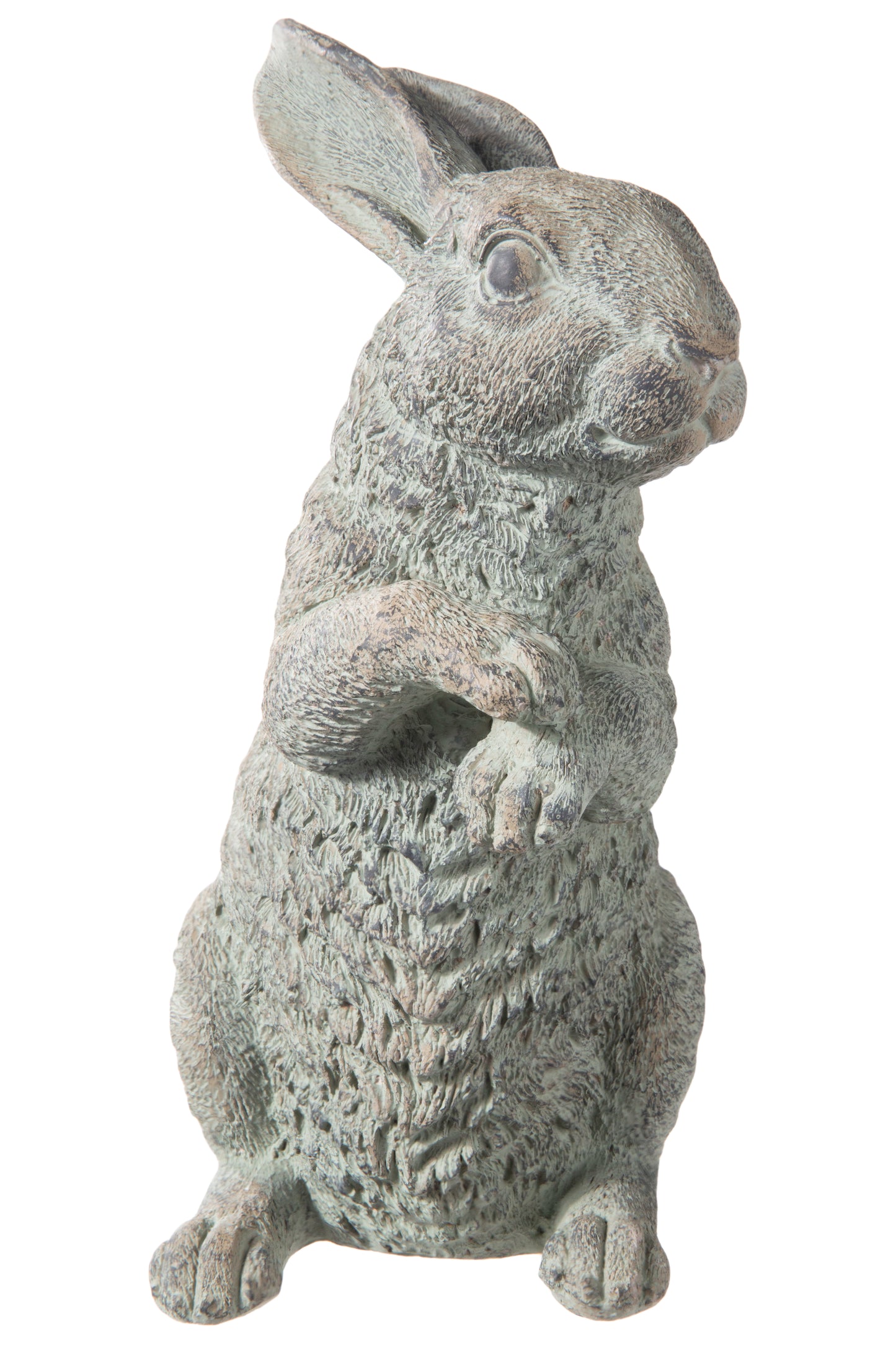 Cement Standing Rabbit Figurine Antique Finish