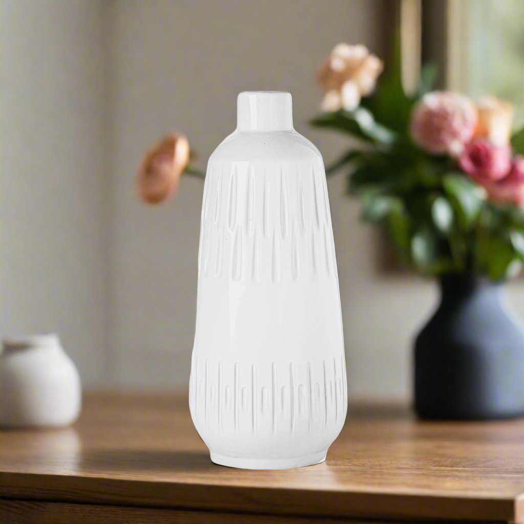 Iveta Glossy Engraved Ceramic Vases