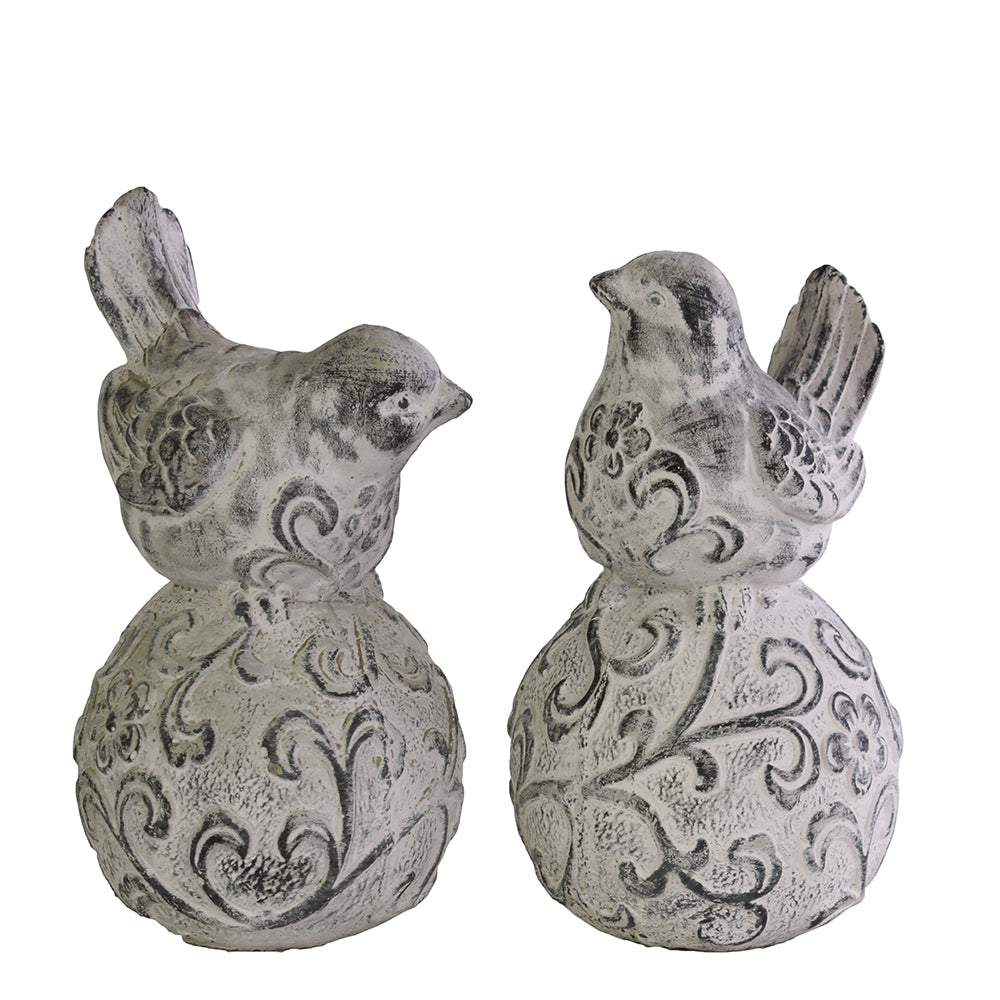 Terracotta Bird Figurine Washed Finish Gray-10.5"H