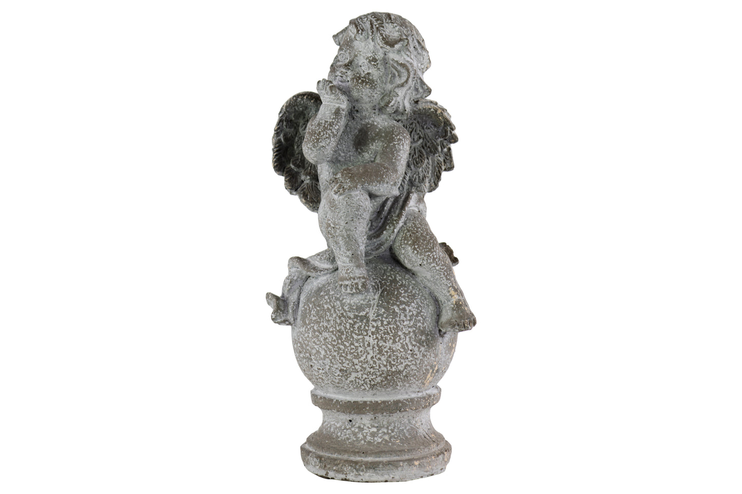 Cement Figurine Washed Finish Gray 13.25"H