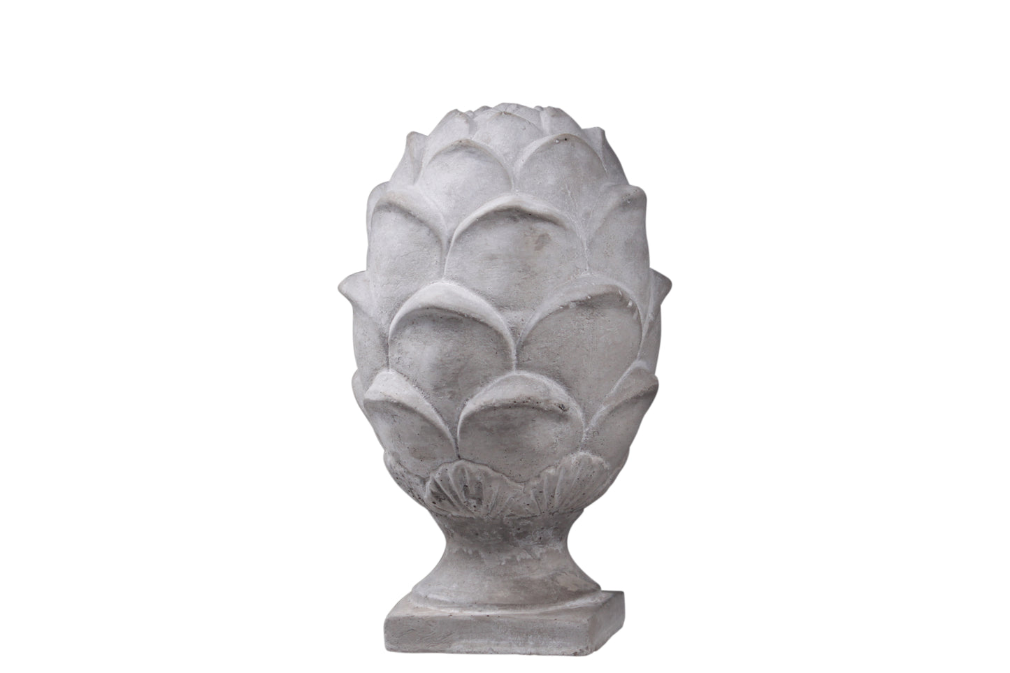 Cement Artichoke Statue on Square Base LG Washed Finish