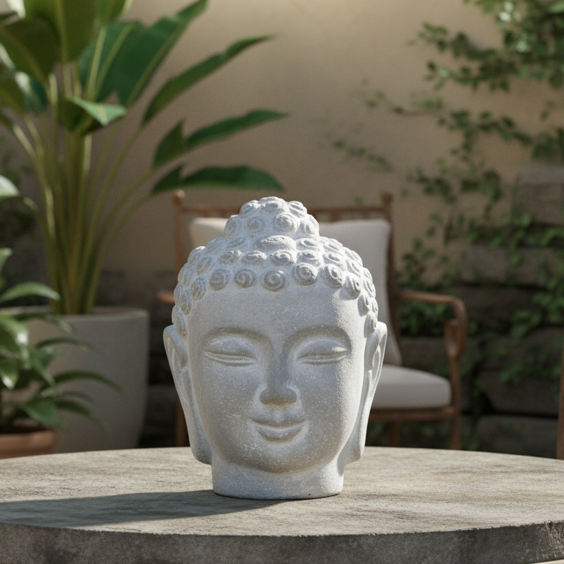 Navin Cement Buddha Head Sculpture