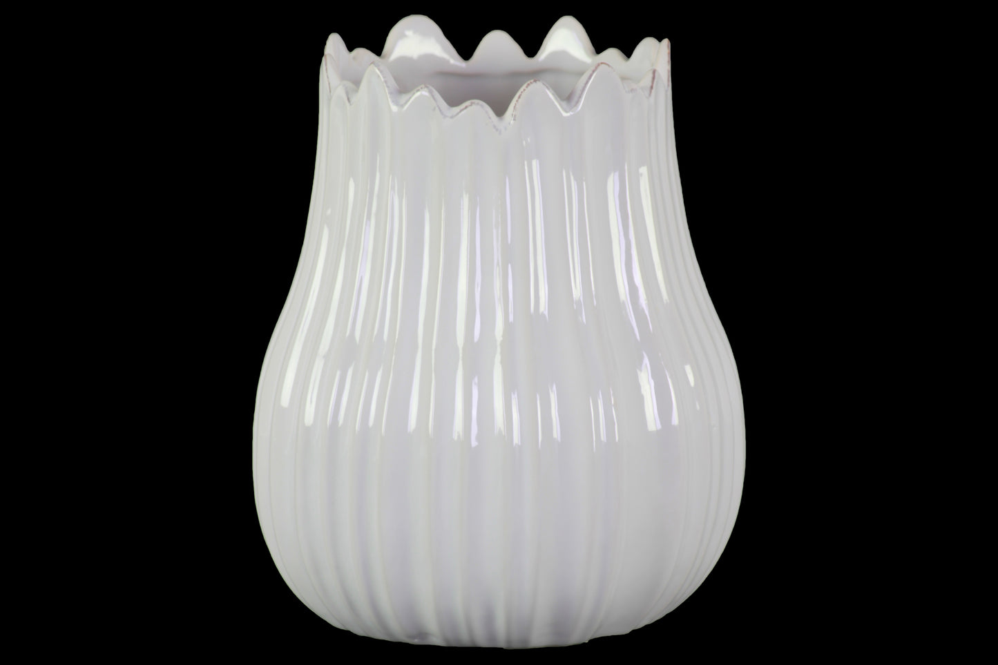 Ceramic Vase Gloss Antique Finish Gray