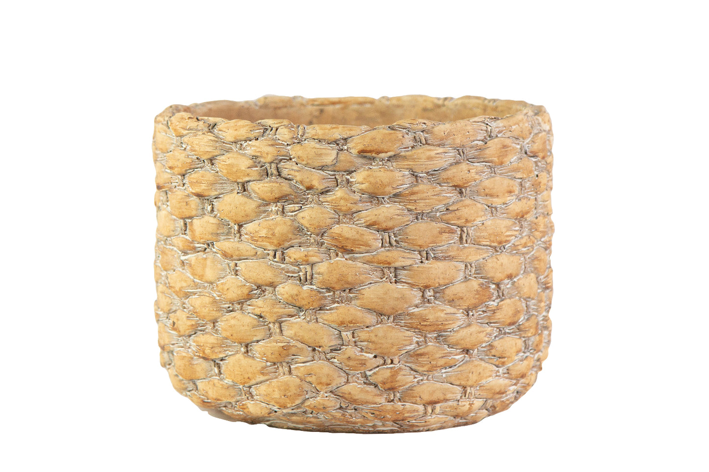 Marvella Terracotta Round Pot with Basket Weave Design