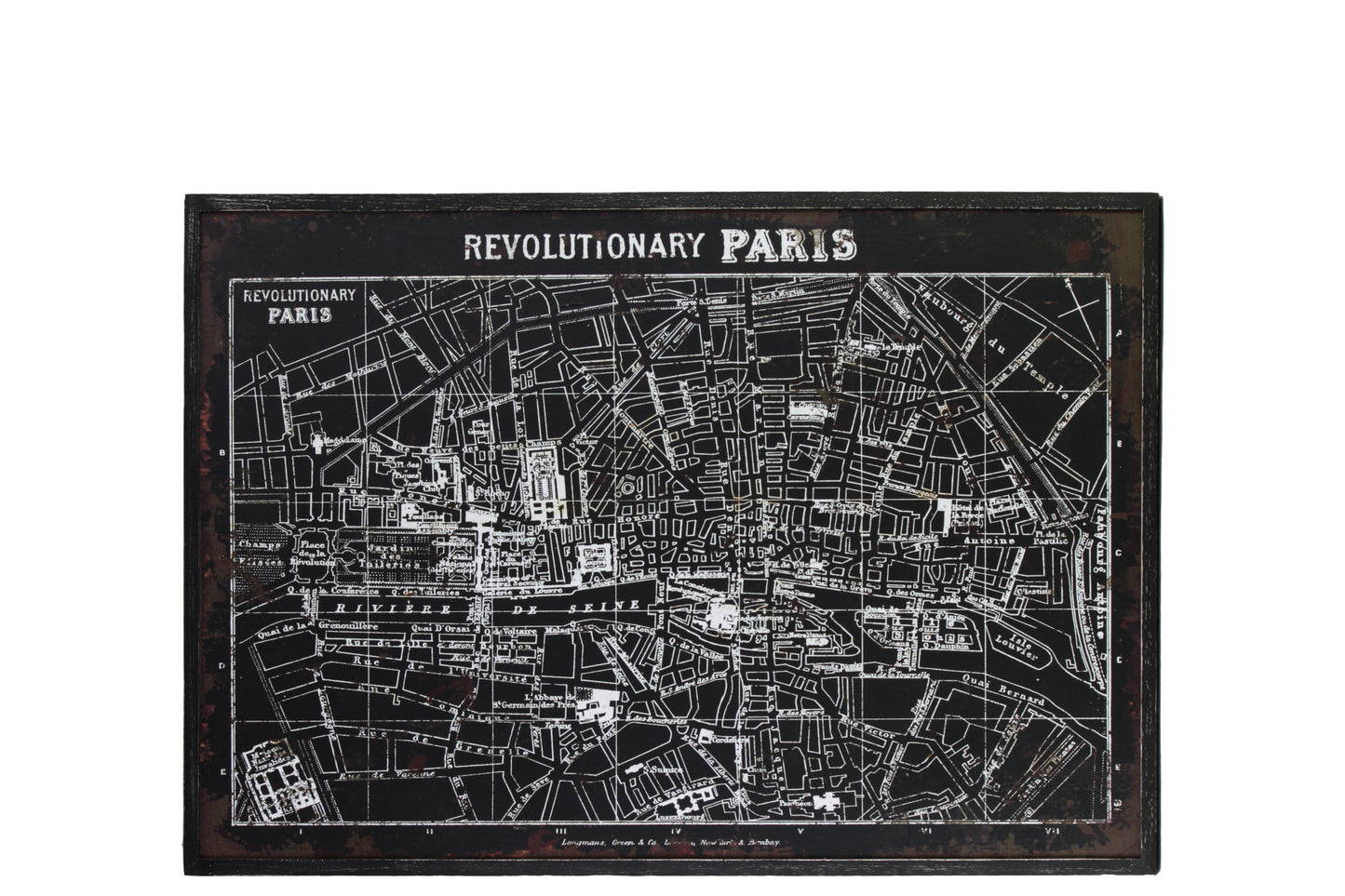 Wood Rectangle Panel Distressed Finish Black-23.50"H -331