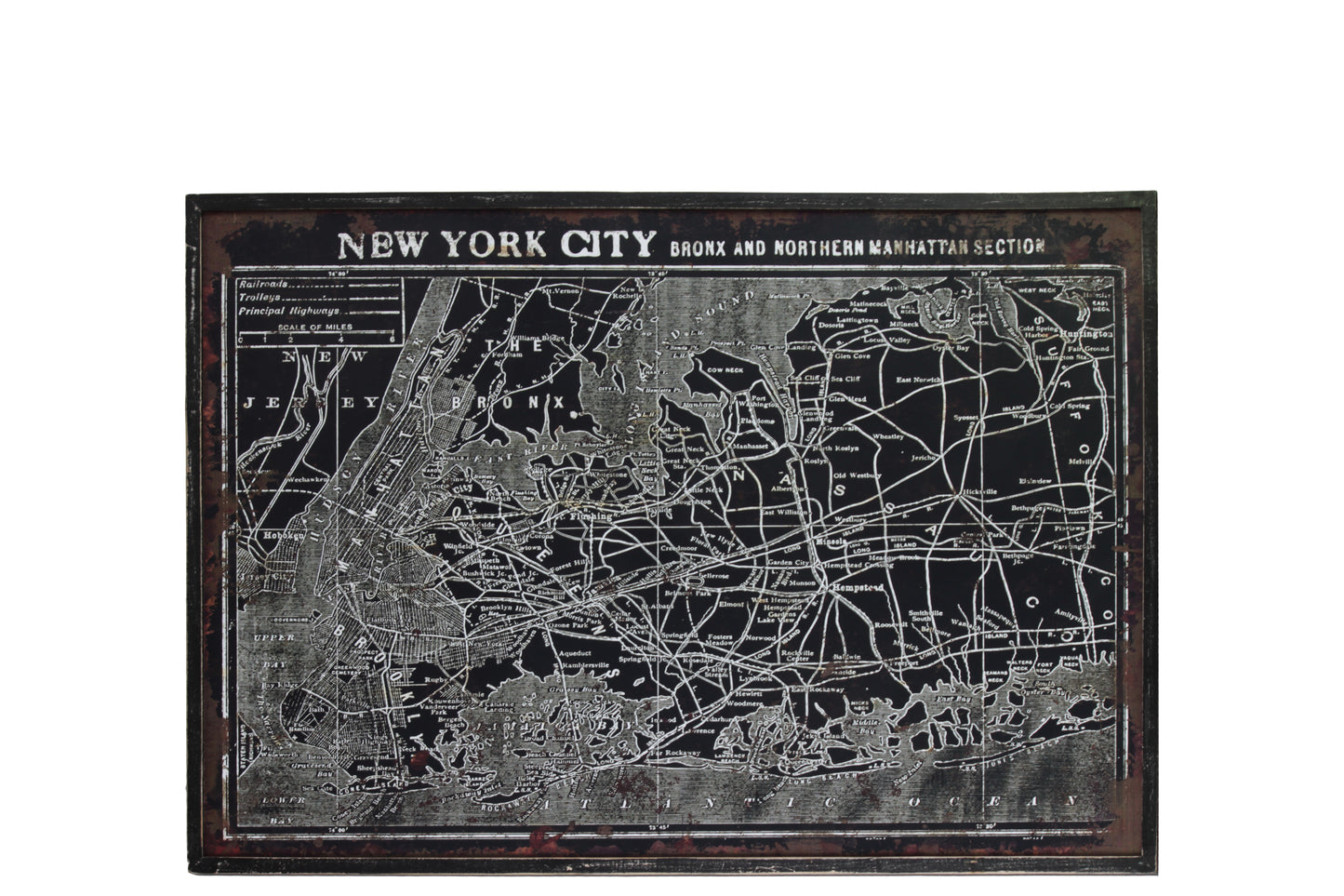 Wood Rectangle Panel Distressed Finish Black-23.50"H -332