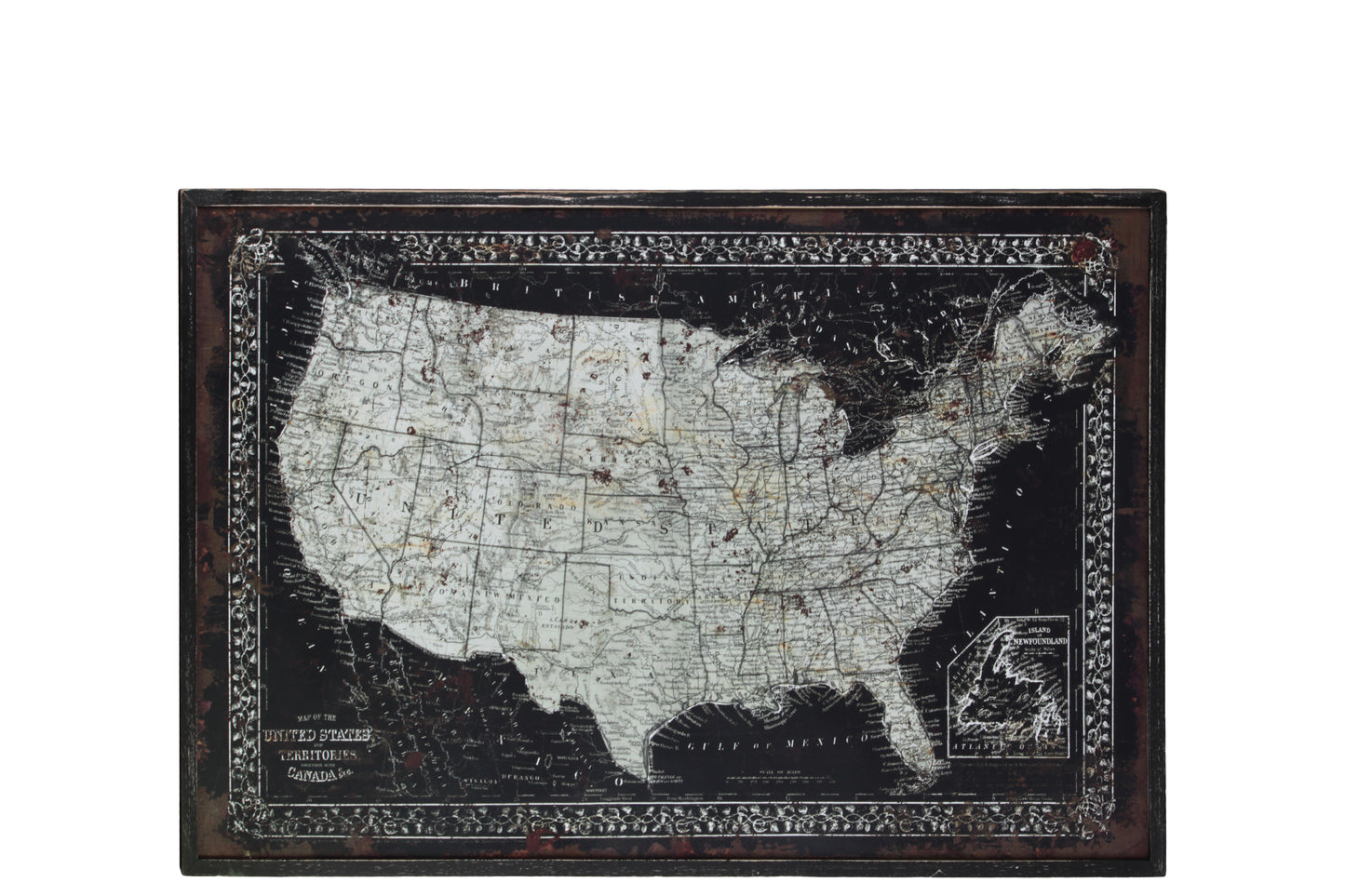 Wood Rectangle Panel Distressed Finish Black-23.50"H -333